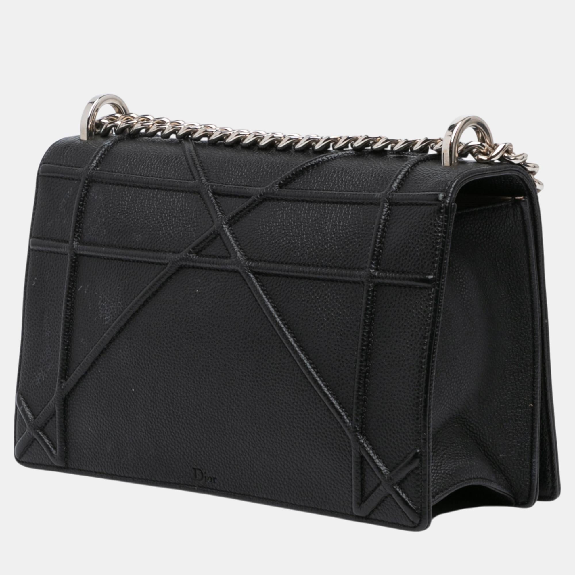 Dior Black Medium Calfskin Diorama Flap 