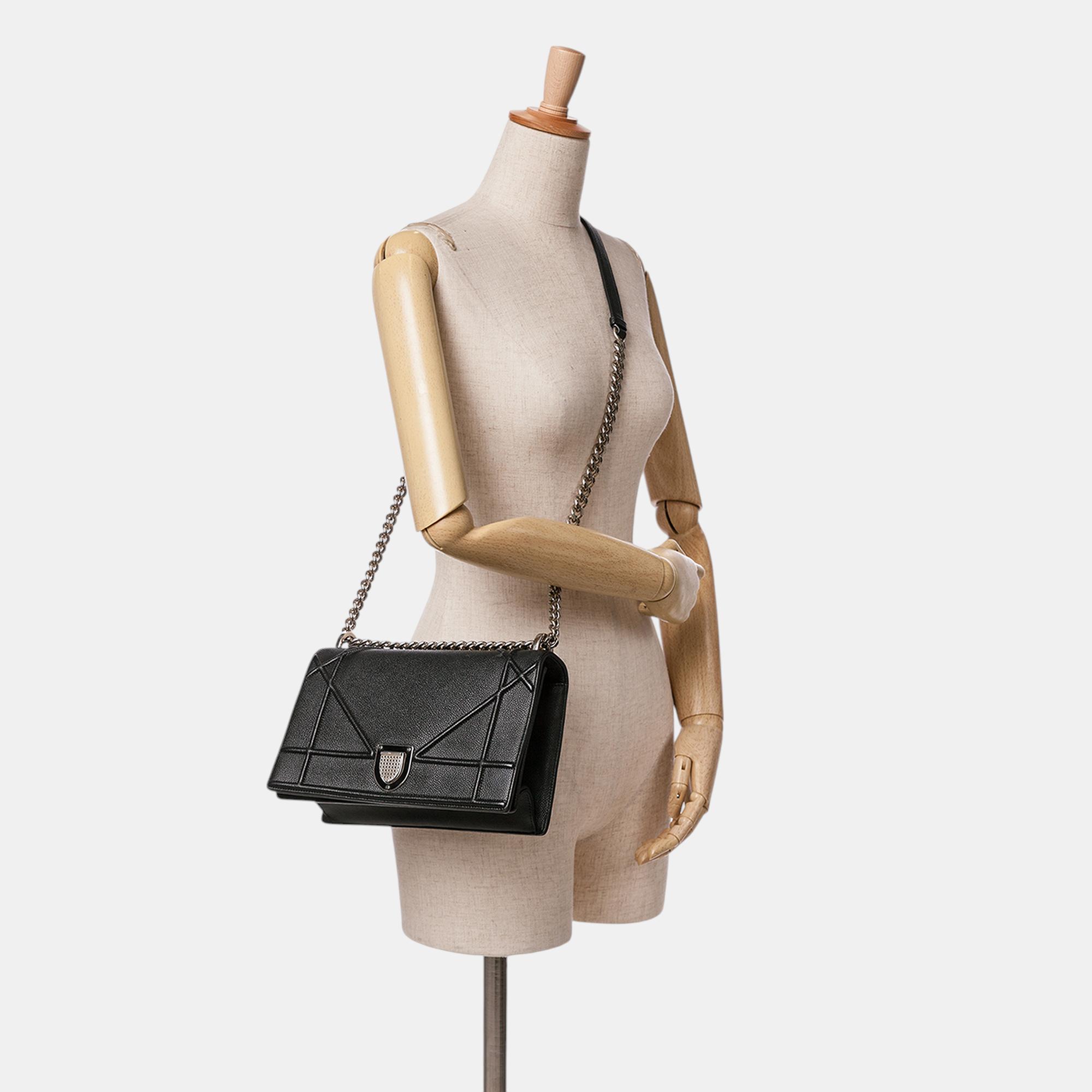 Dior Black Medium Calfskin Diorama Flap 