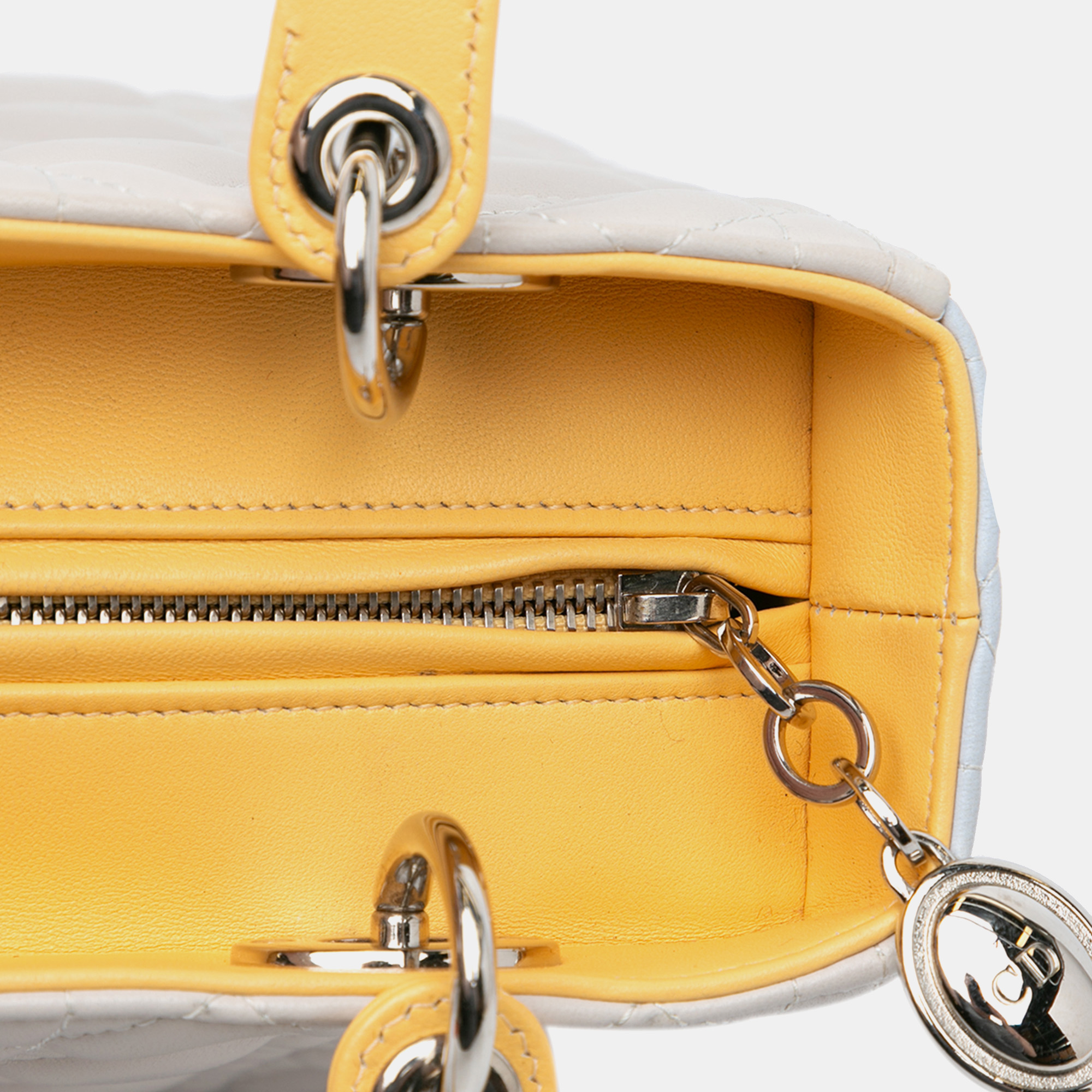 Dior Grey Medium Tricolor Lambskin Cannage Lady Dior 