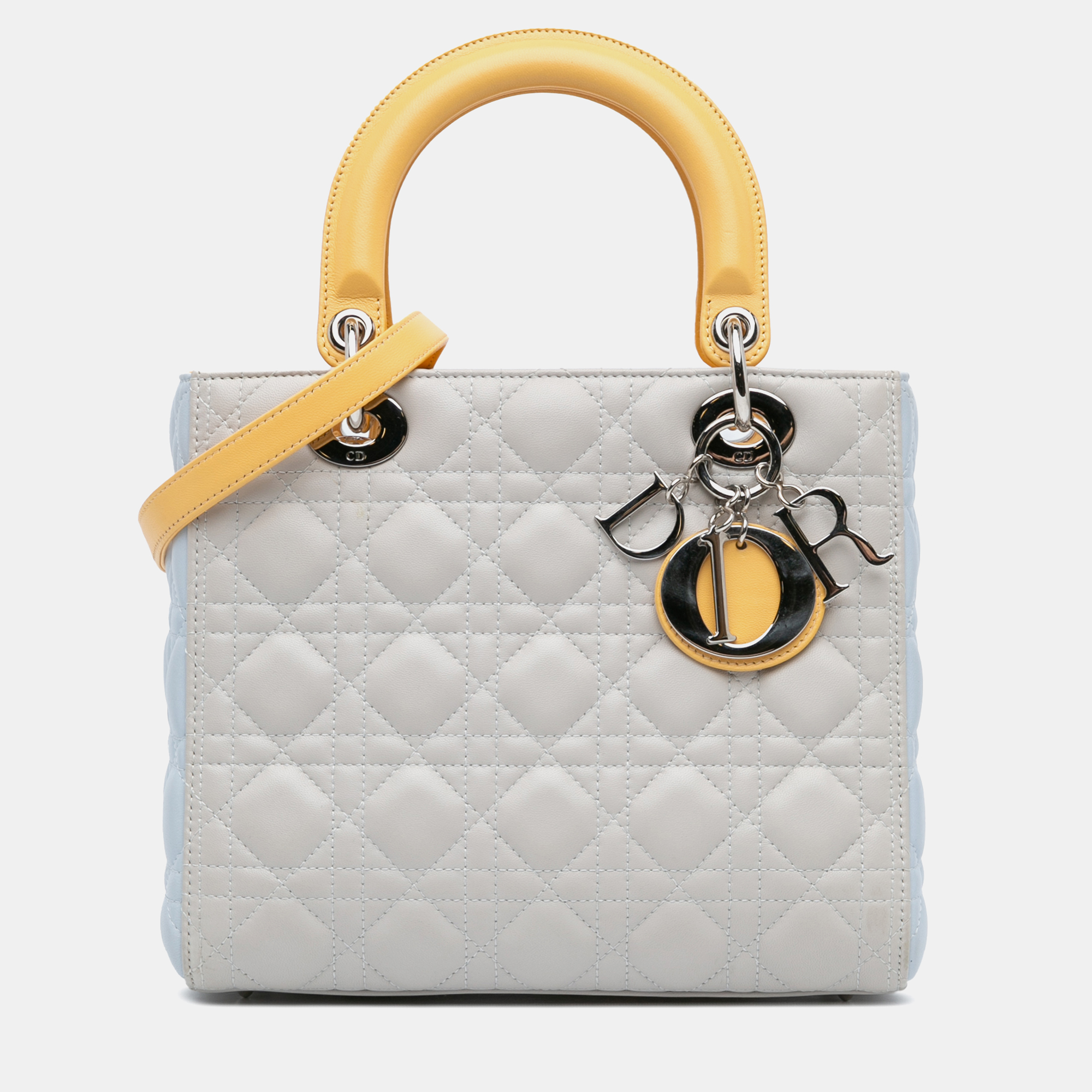 

Dior Grey Medium Tricolor Lambskin Cannage Lady Dior