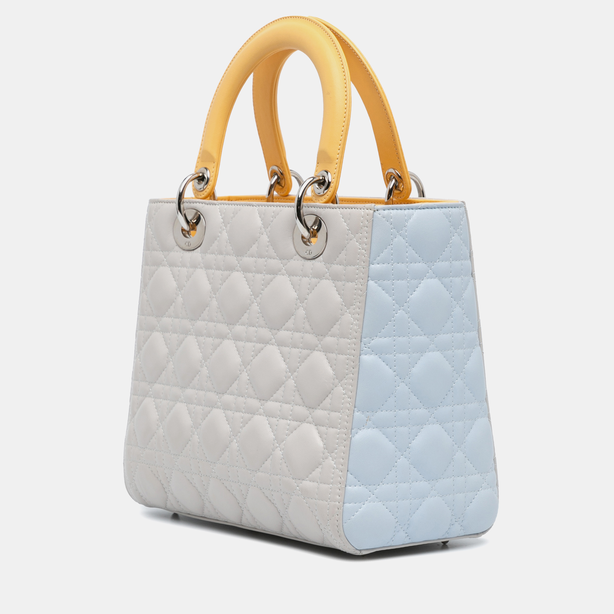 Dior Grey Medium Tricolor Lambskin Cannage Lady Dior 