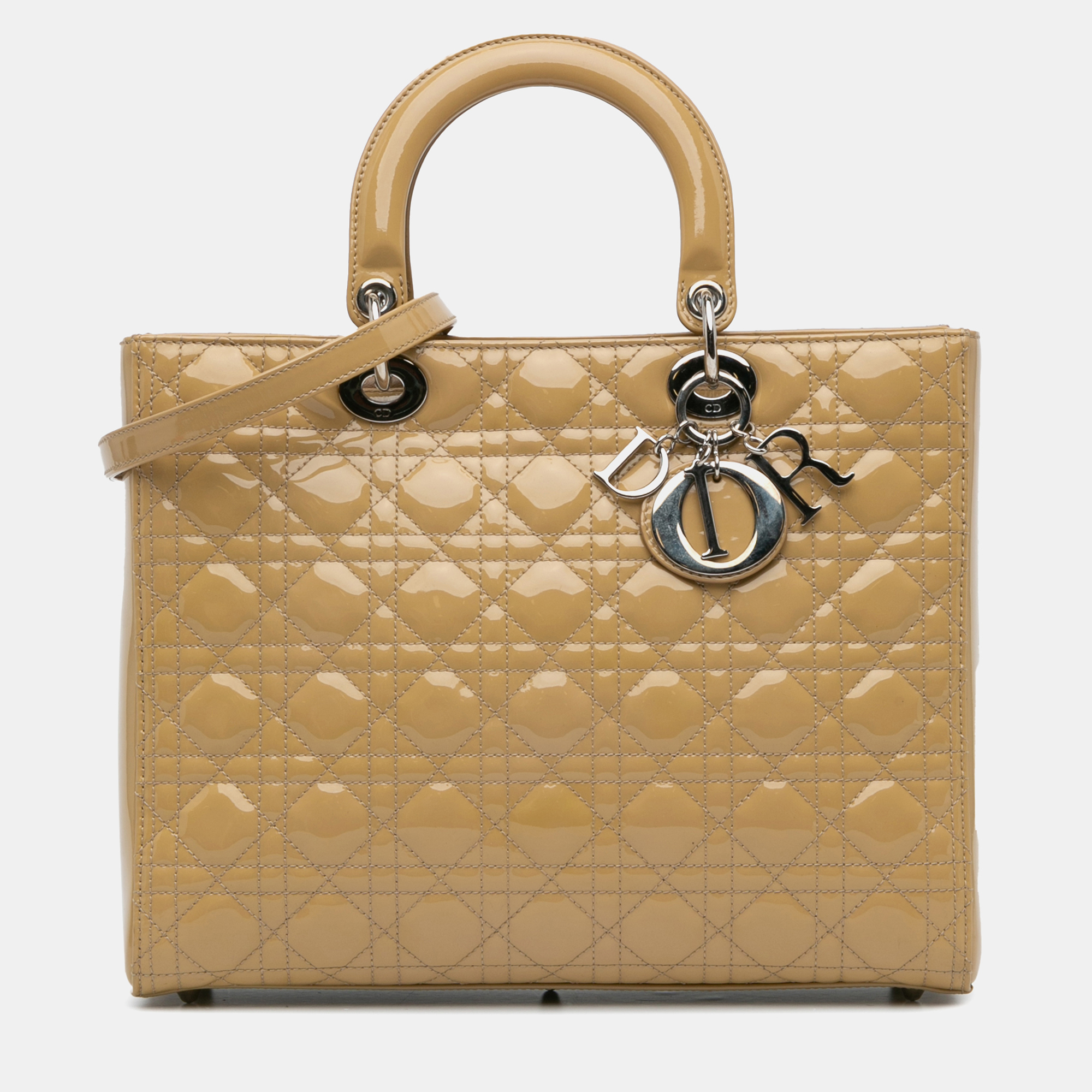 

Dior Beige Large Patent Cannage Lady Dior