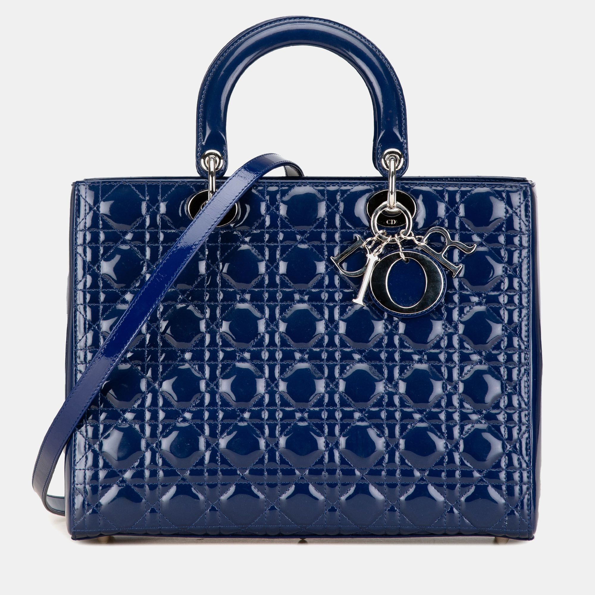 

Dior Blue Large Patent Cannage Lady Dior