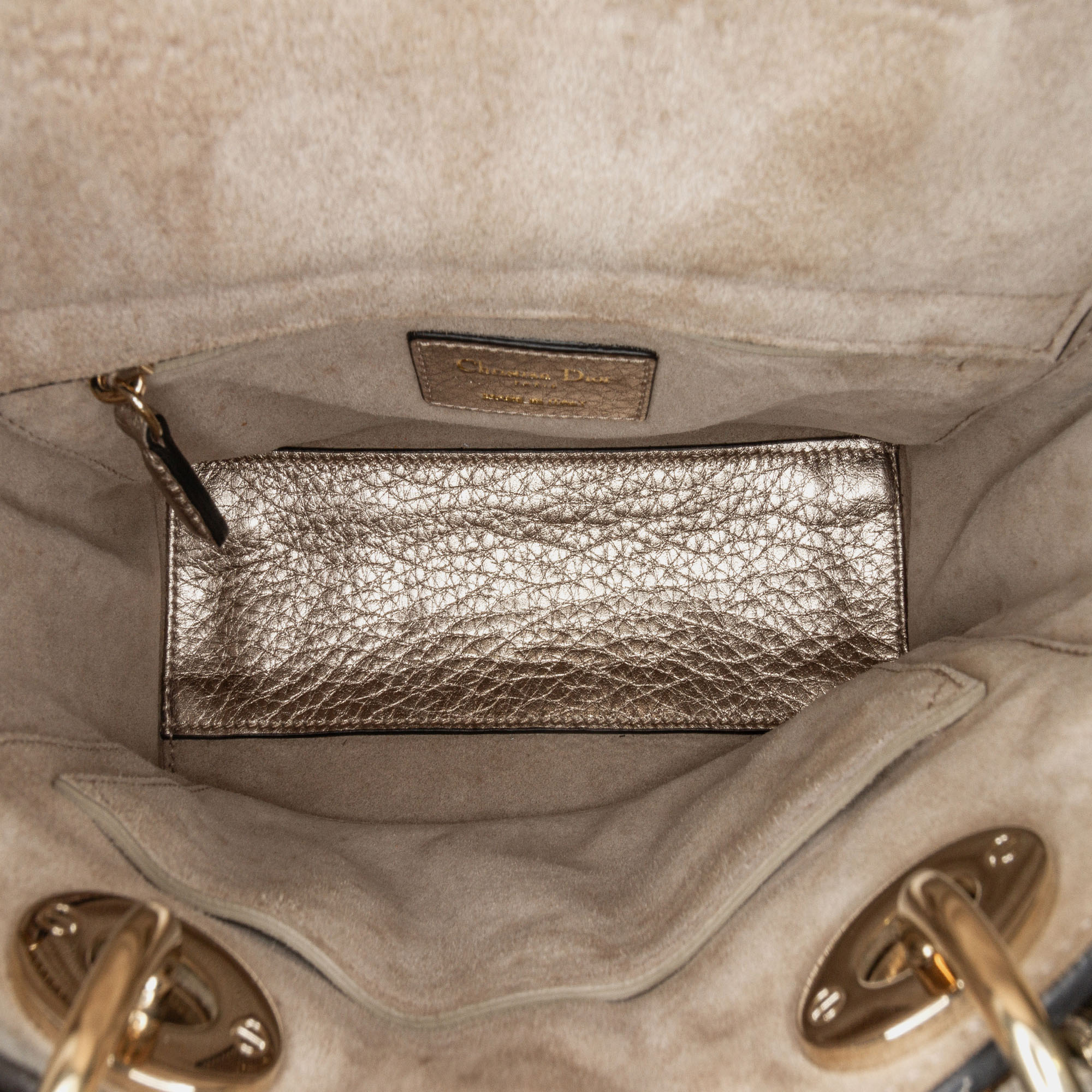 Dior Silver Small Metallic Grained Calfskin Cannage Supple Lady Dior 
