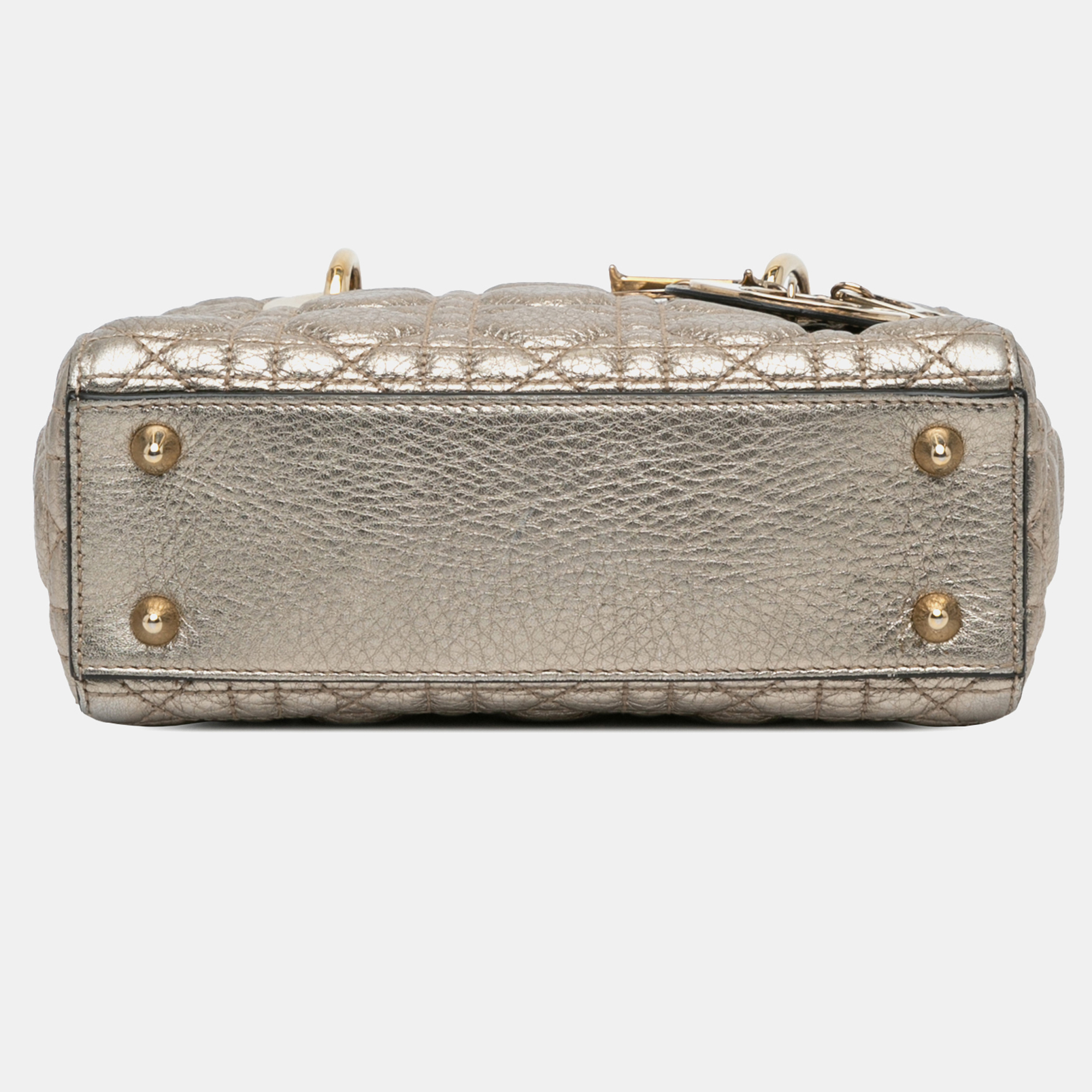 Dior Silver Small Metallic Grained Calfskin Cannage Supple Lady Dior 