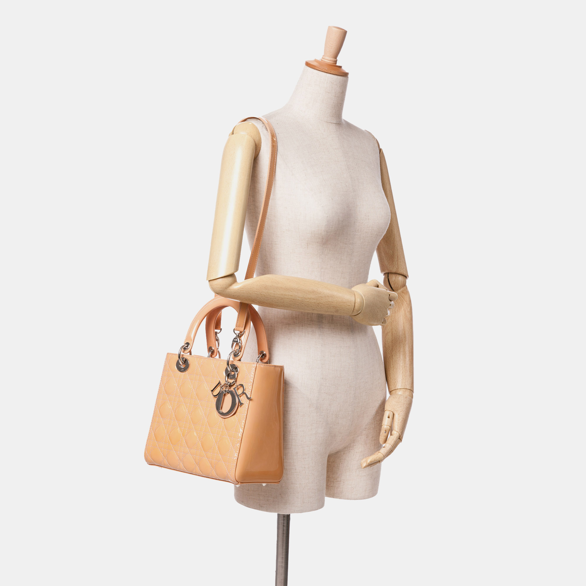 Dior Brown Medium Patent Cannage Lady Dior 