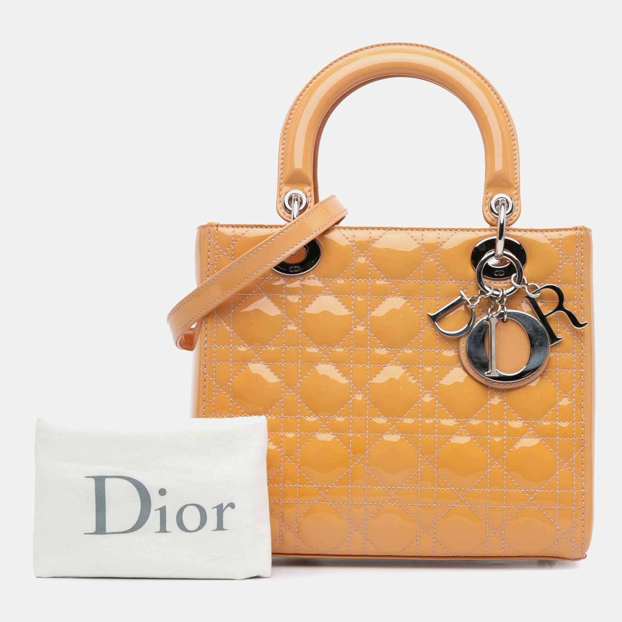 Dior Brown Medium Patent Cannage Lady Dior 