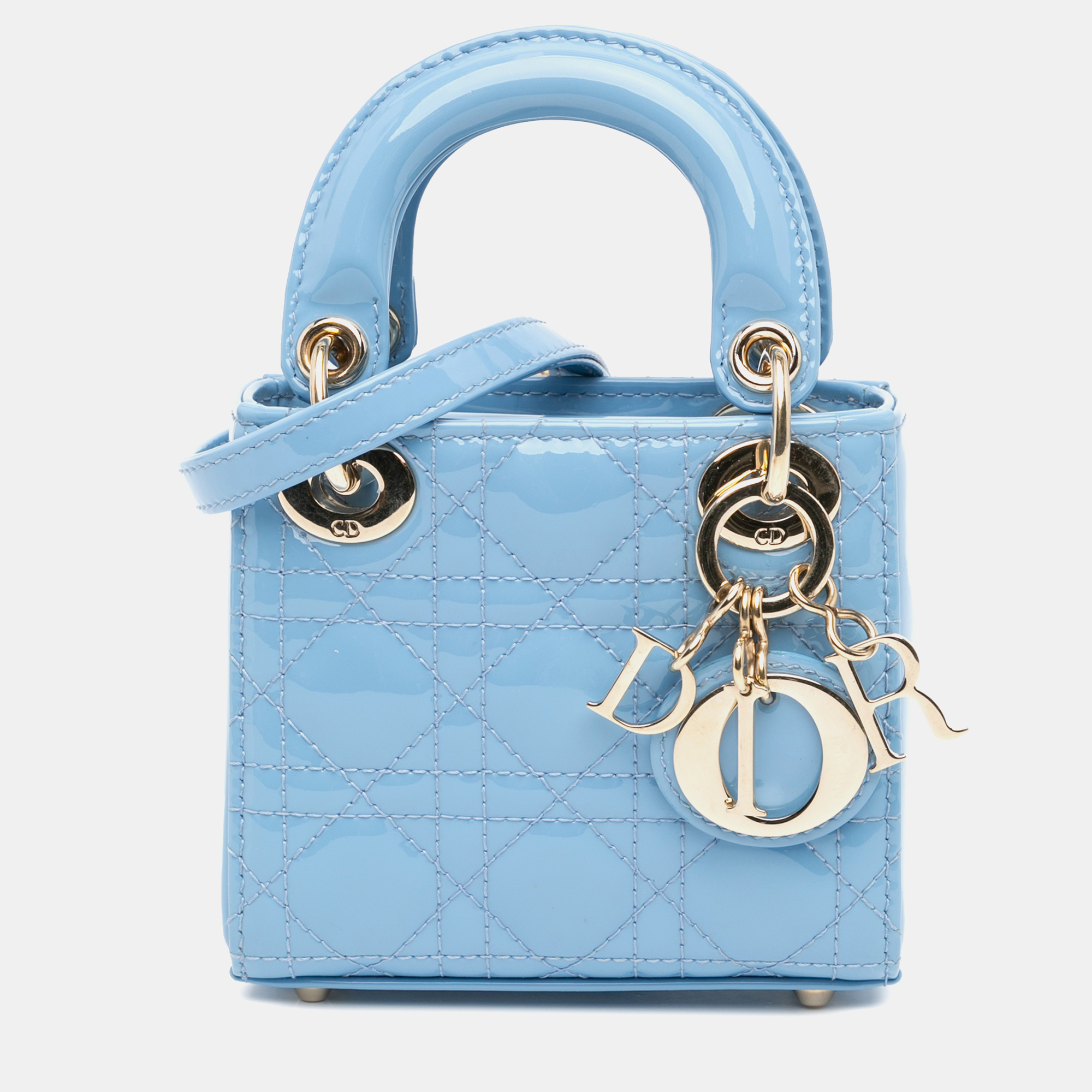 

Dior Blue Micro Patent Cannage Lady Dior