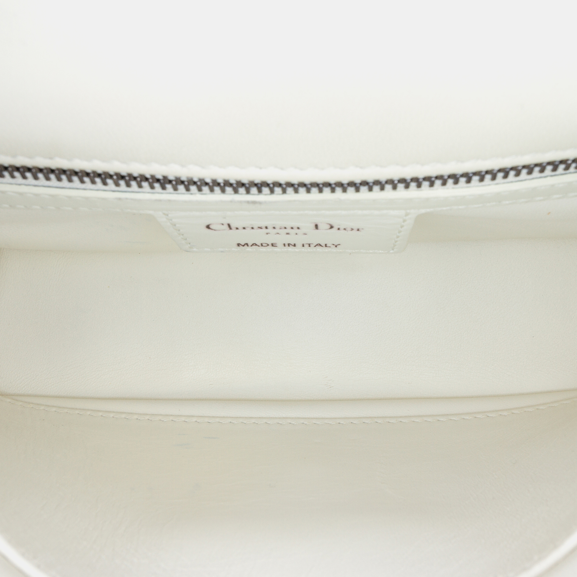 Dior White Small Lambskin Macrocannage Caro Bag 