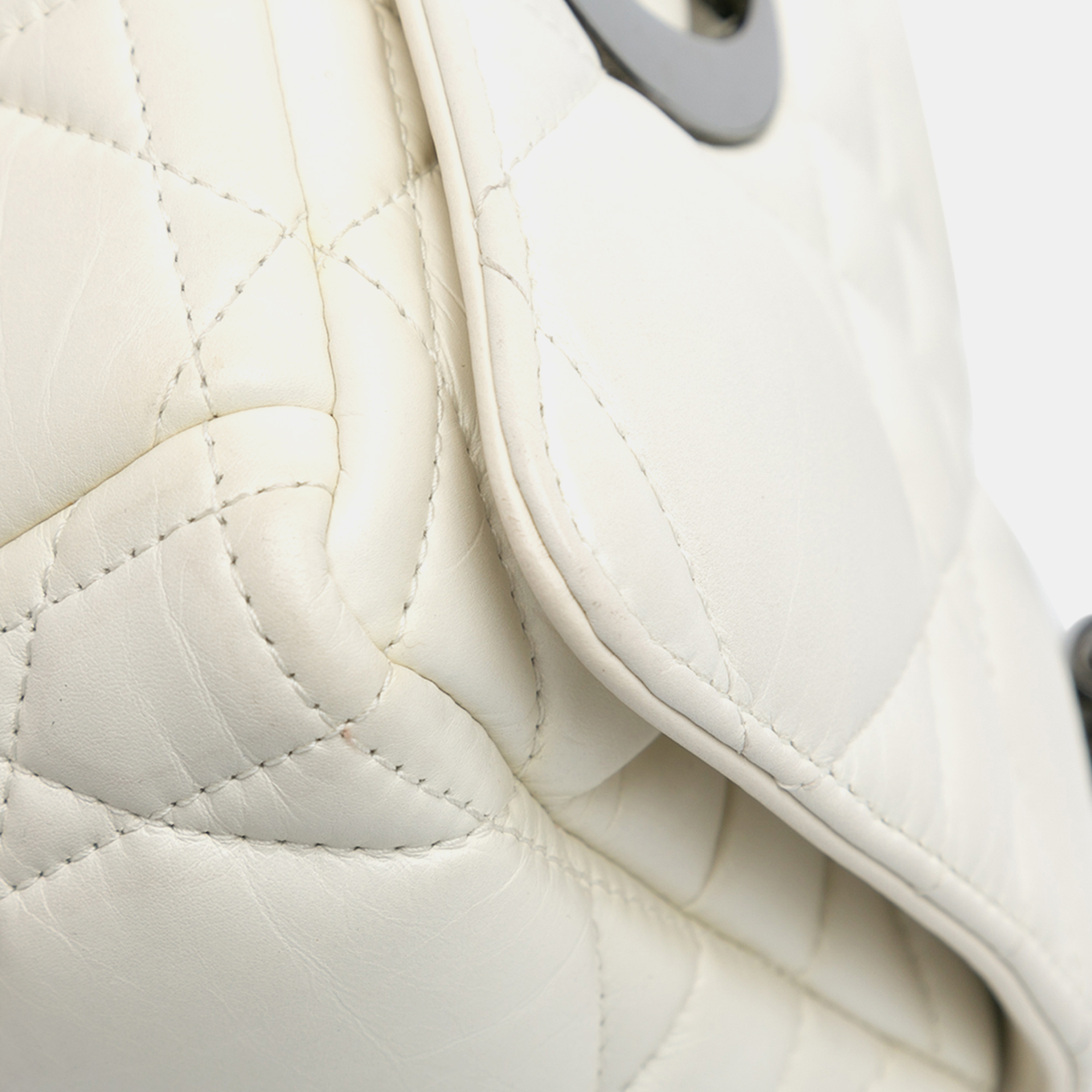 Dior White Small Lambskin Macrocannage Caro Bag 