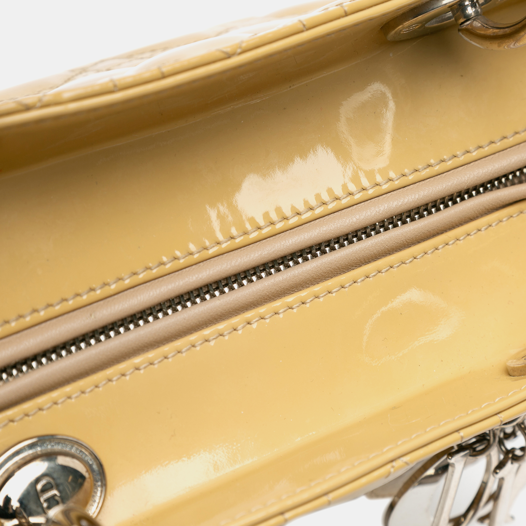 Dior Beige Medium Patent Cannage Lady Dior 