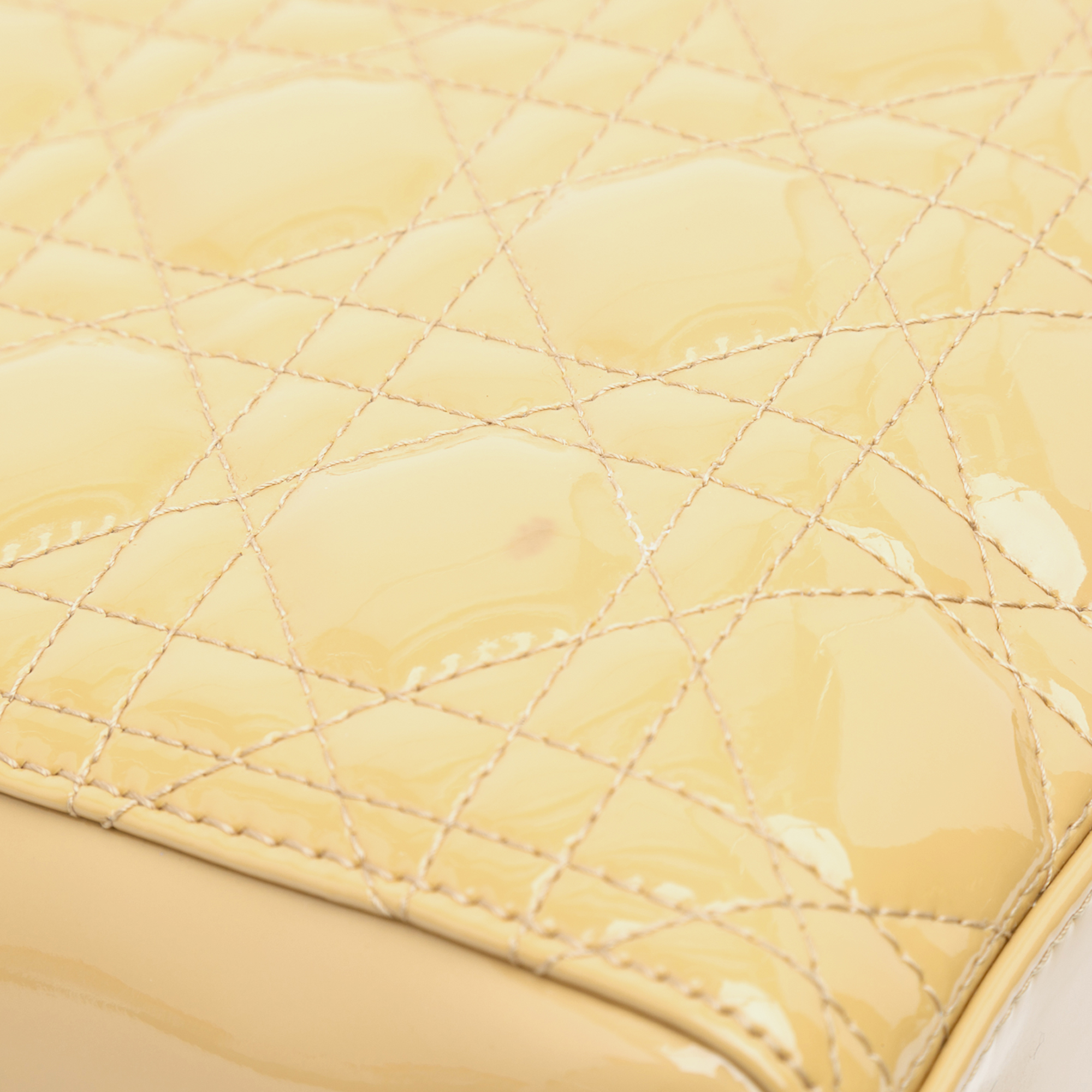 Dior Beige Medium Patent Cannage Lady Dior 