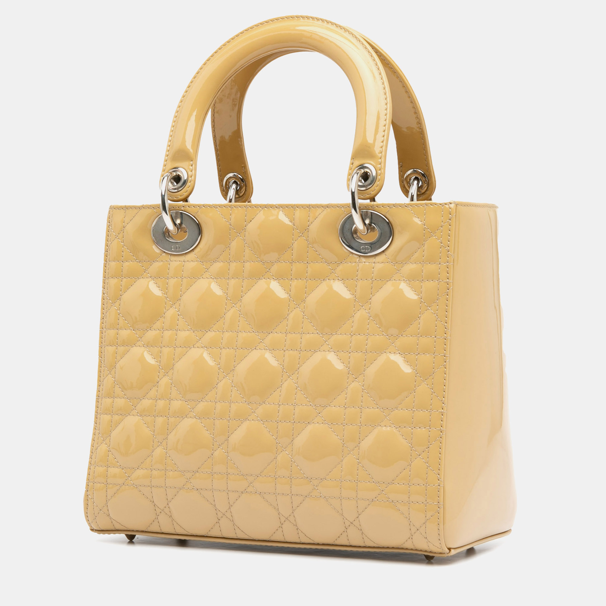 Dior Beige Medium Patent Cannage Lady Dior 