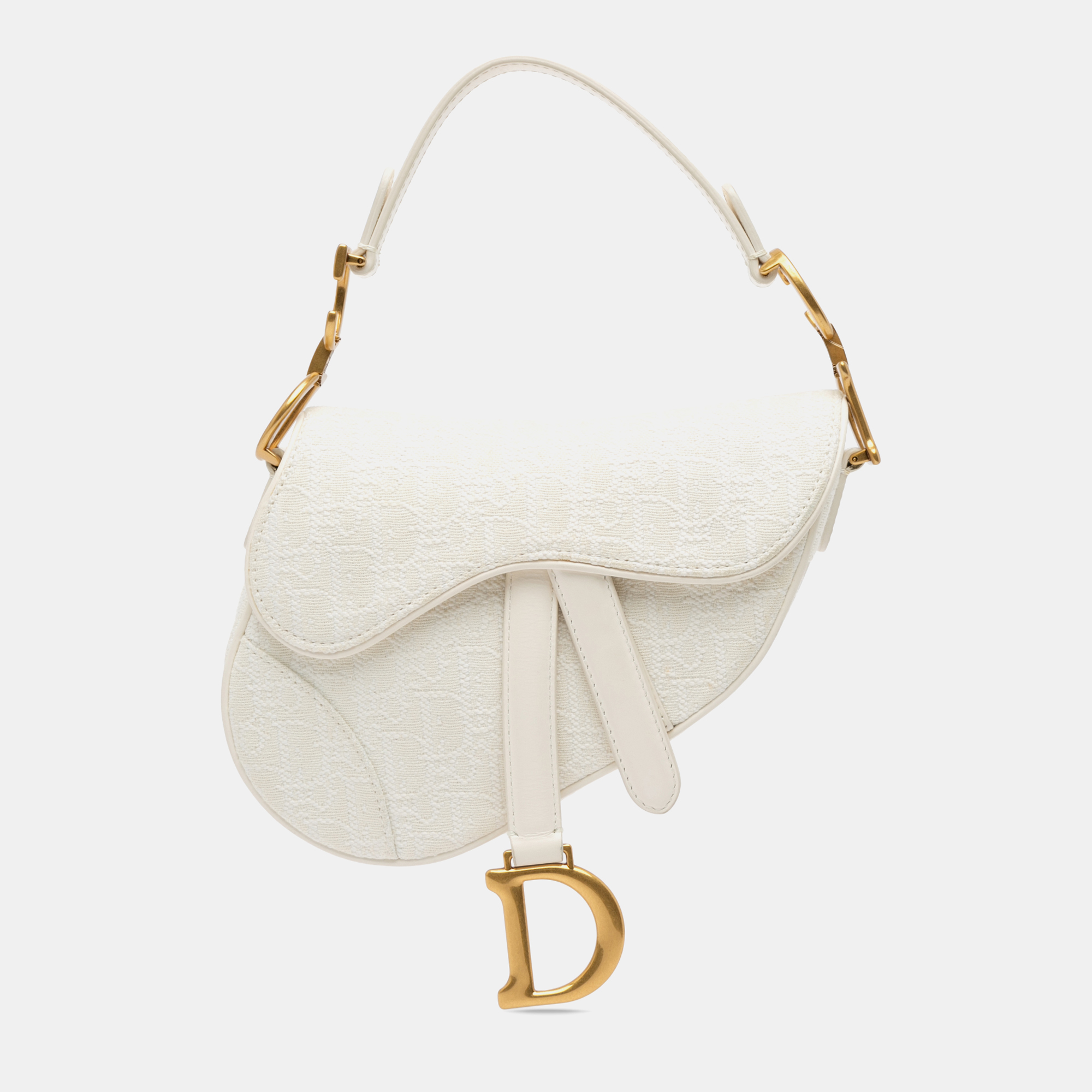 

Dior White Mini Oblique Canvas Saddle Bag