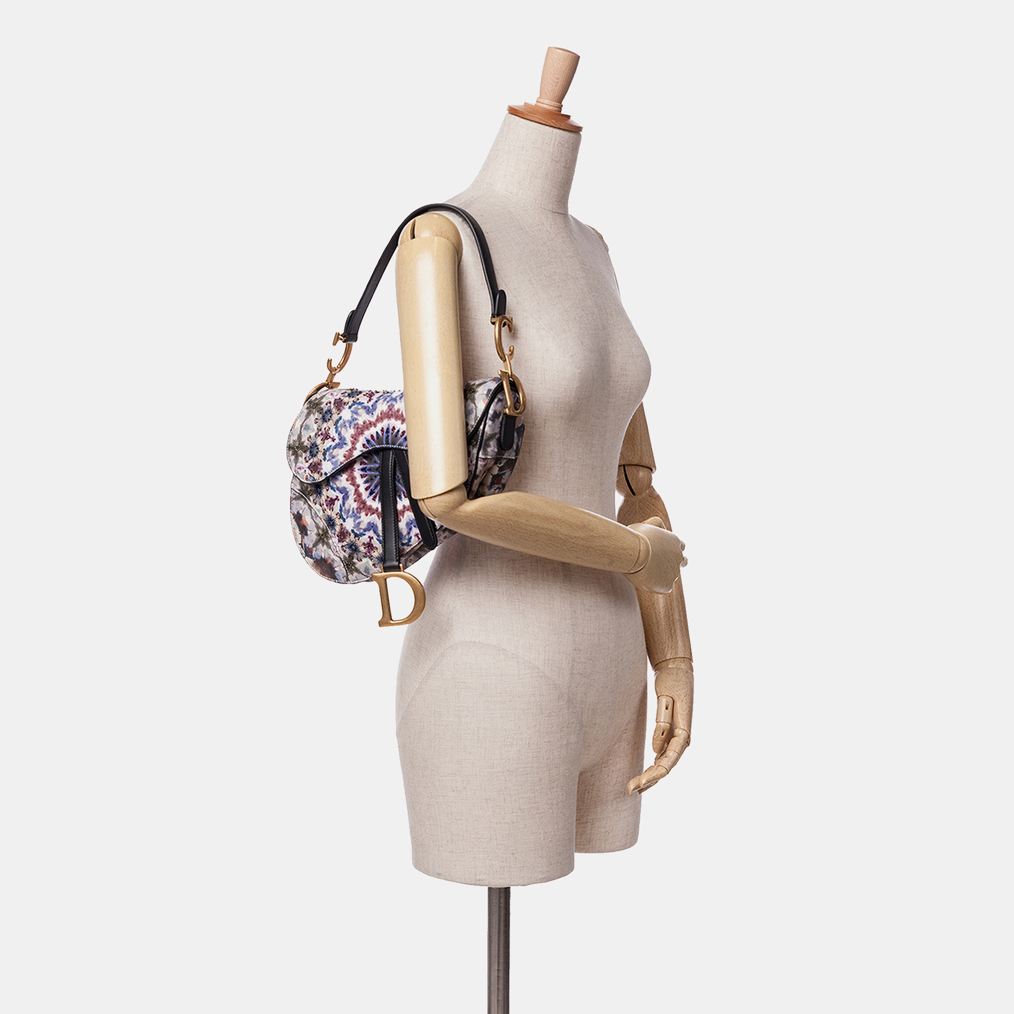 Dior Blue Canvas Embroidered Kaleidiorscopic Saddle Bag 