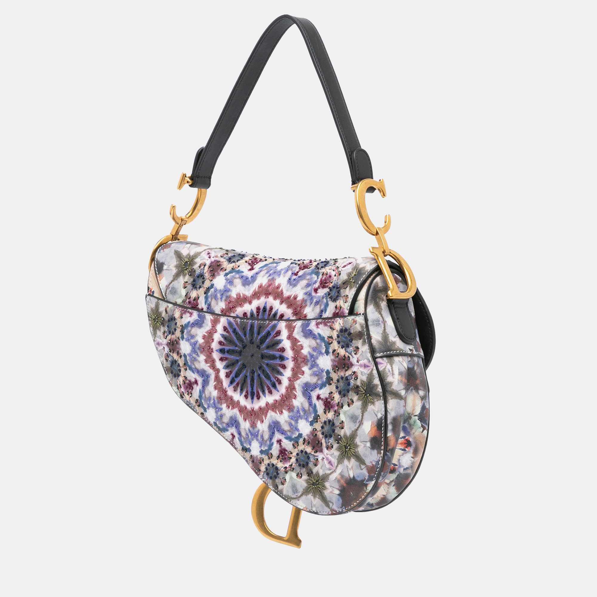 Dior Blue Canvas Embroidered Kaleidiorscopic Saddle Bag 