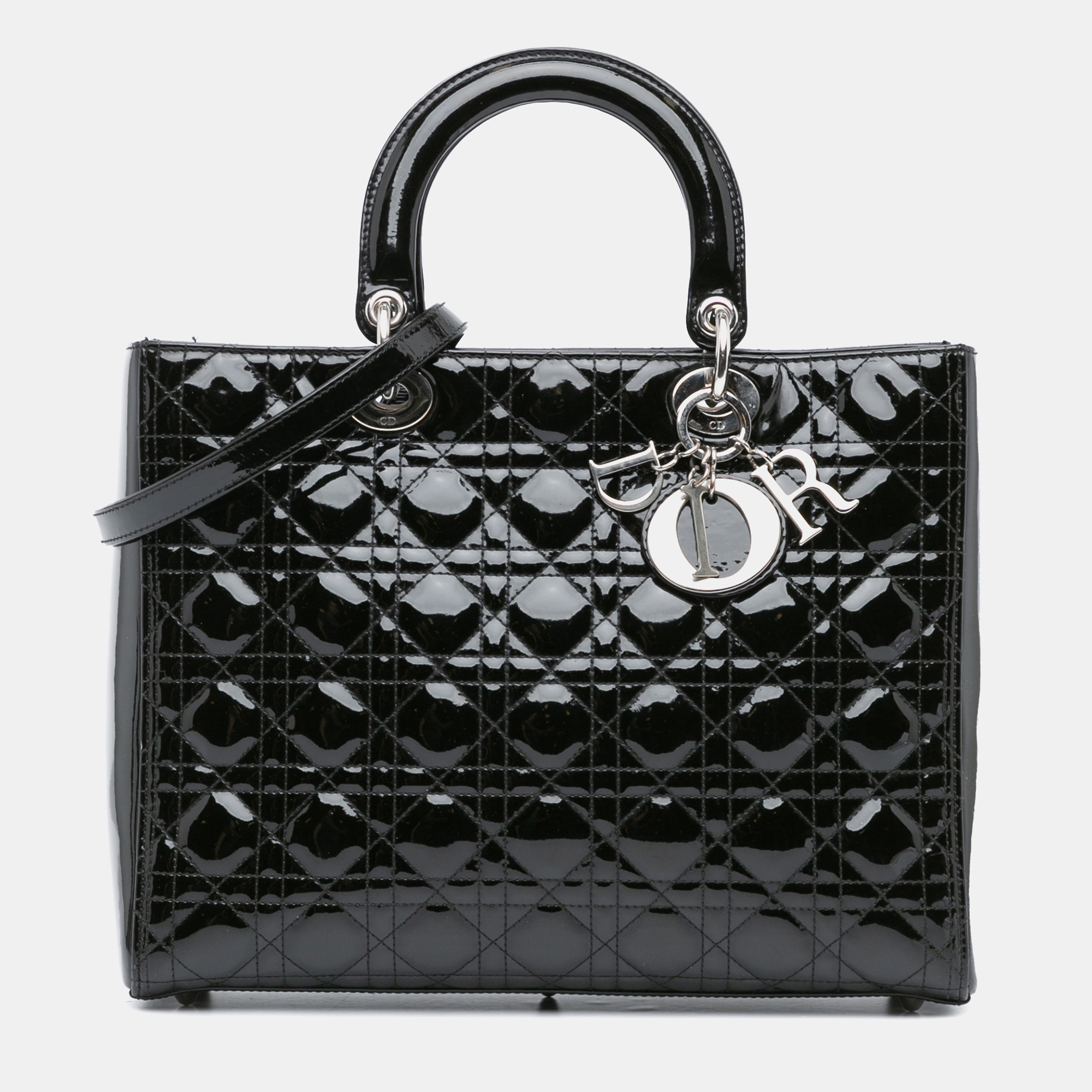 

Dior Black Large Patent Cannage Lady Dior Bag