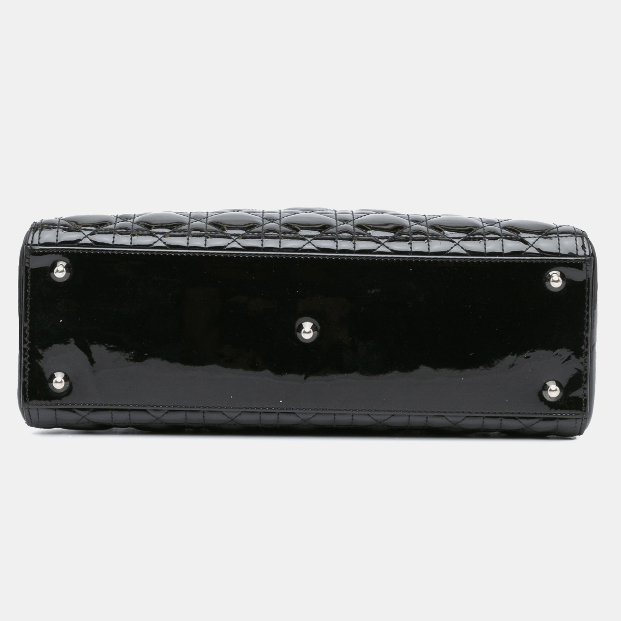 Dior Black Large Patent Cannage Lady Dior Bag 