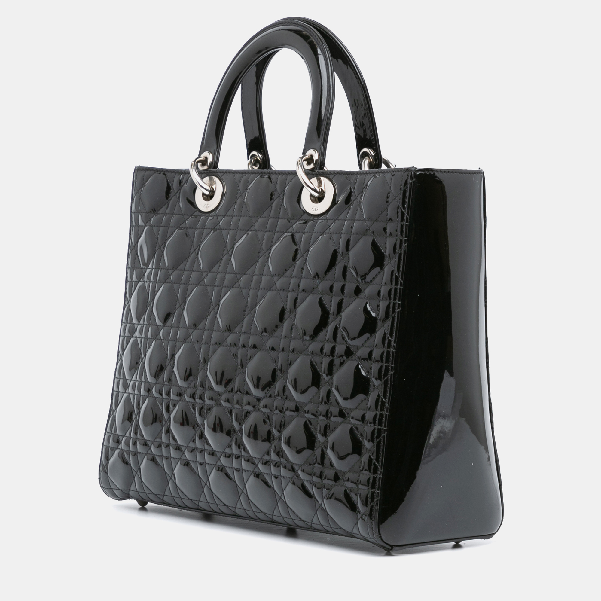 Dior Black Large Patent Cannage Lady Dior Bag 