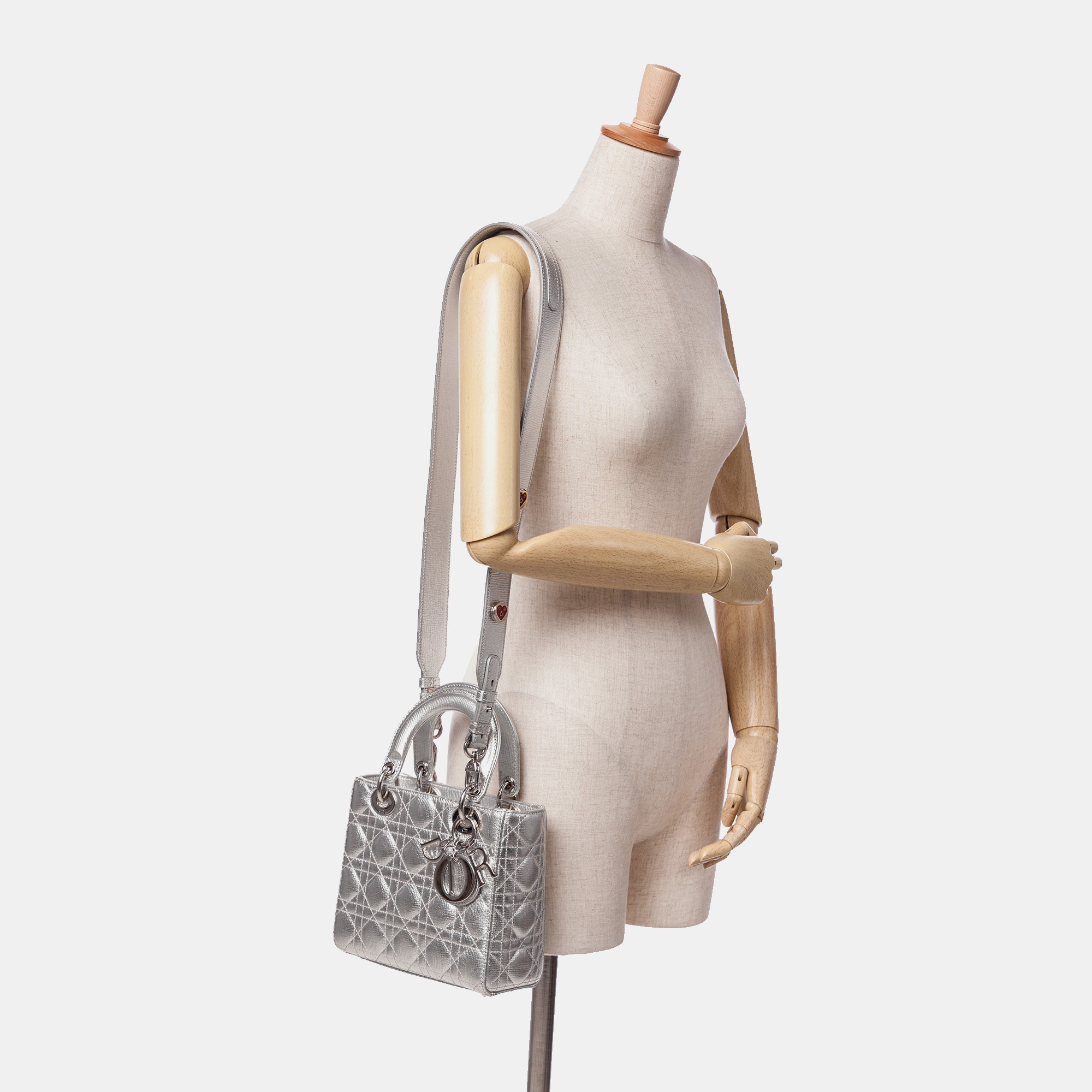 Dior Silver Small Metallic Grained Calfskin Cannage My ABCDior Lady Dior 