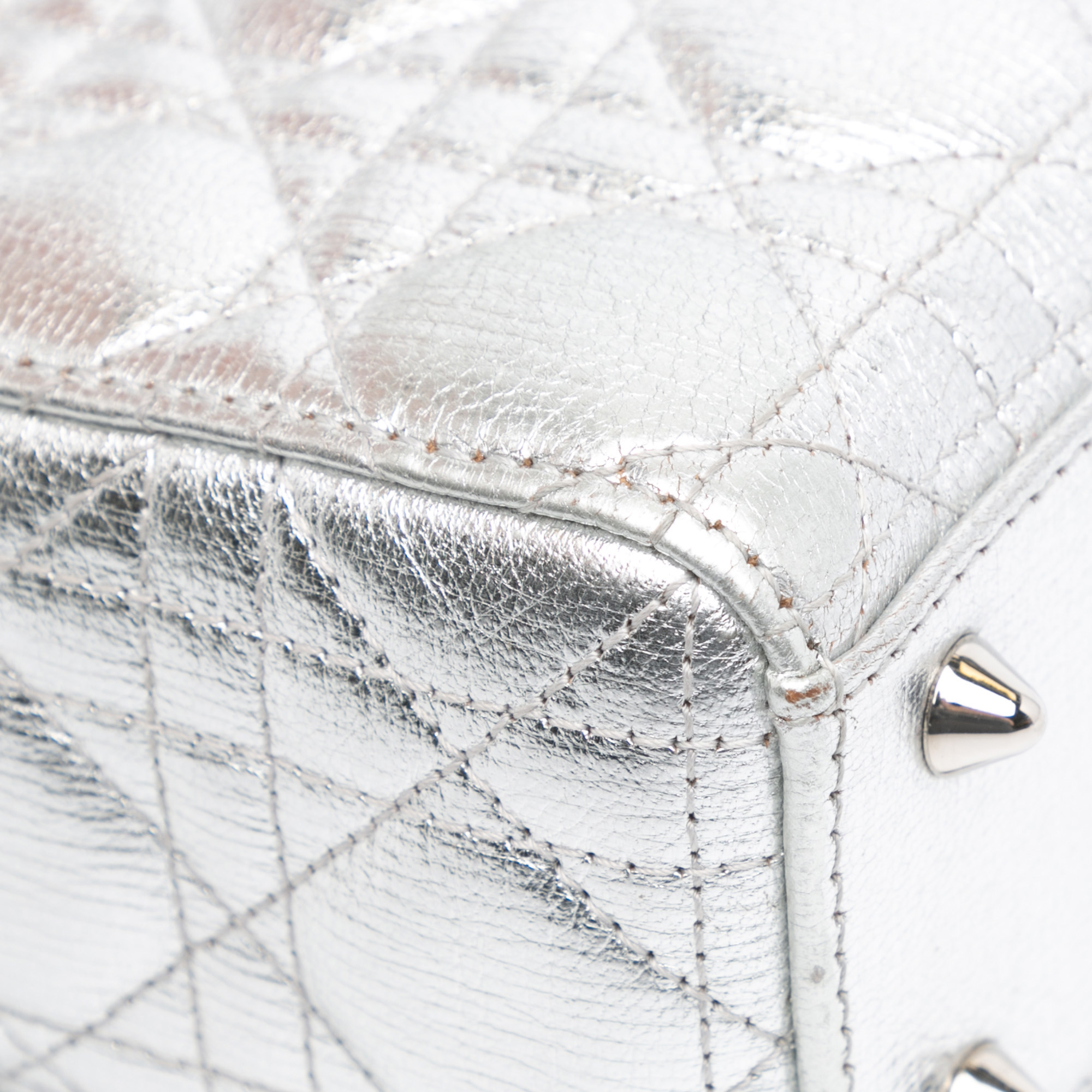 Dior Silver Small Metallic Grained Calfskin Cannage My ABCDior Lady Dior 