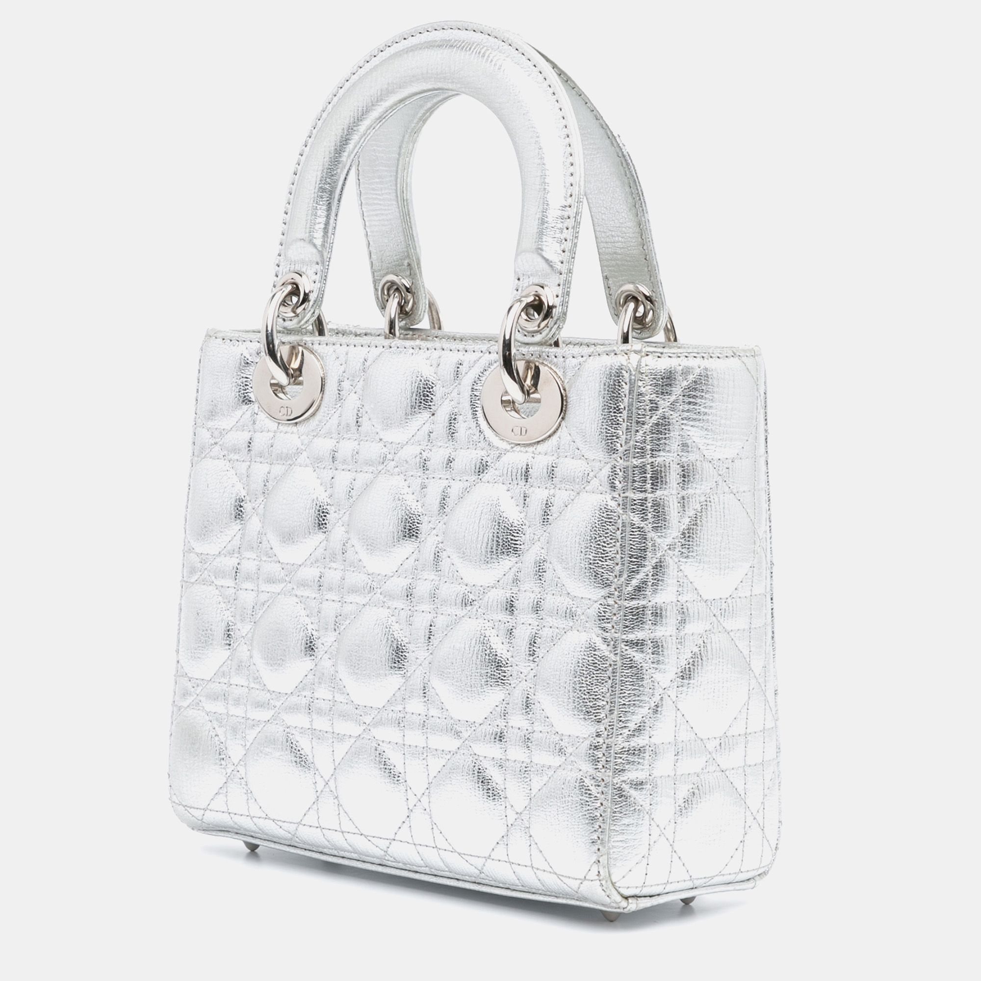 Dior Silver Small Metallic Grained Calfskin Cannage My ABCDior Lady Dior 