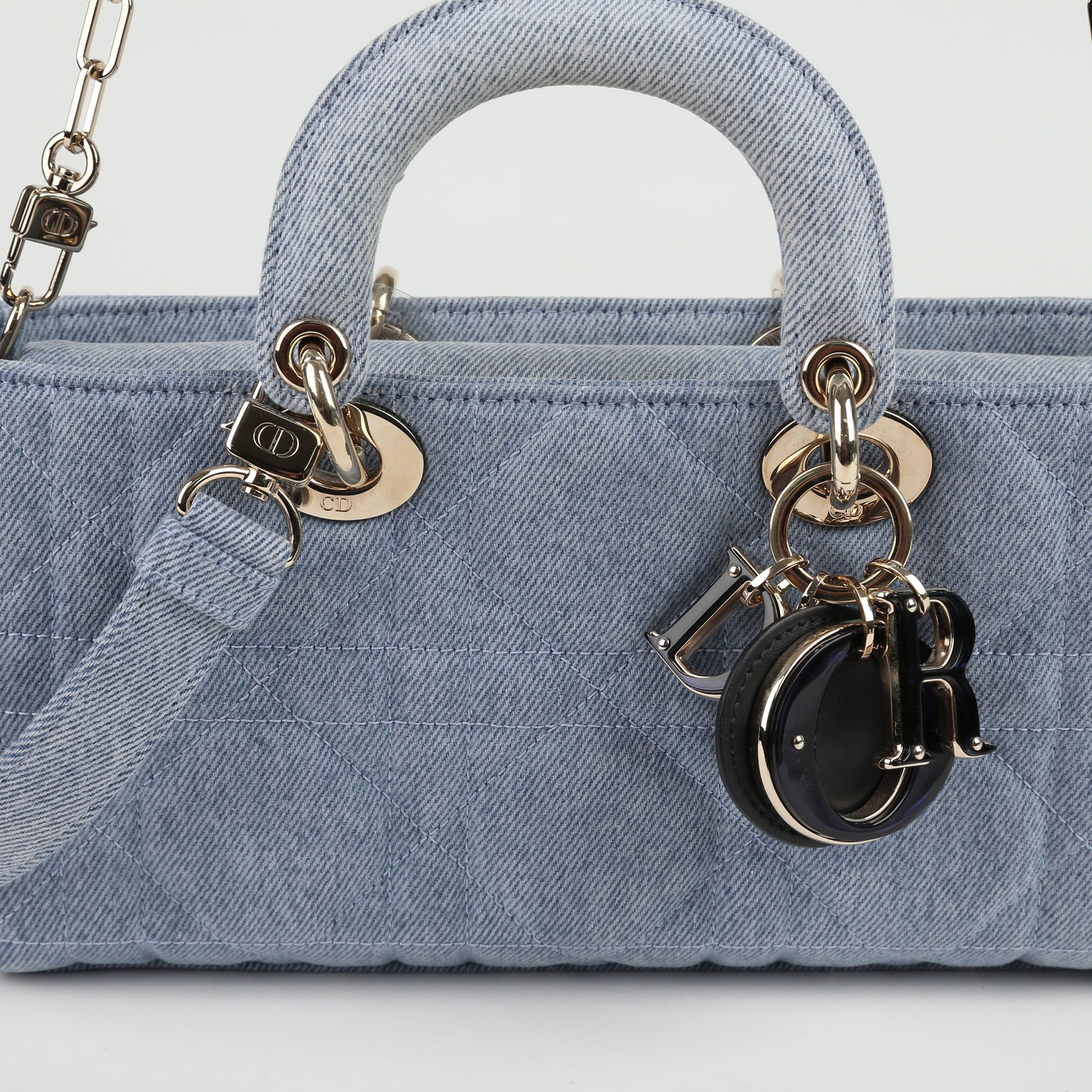 Dior Medium Blue Denim Lady D-Joy Tote Bag 