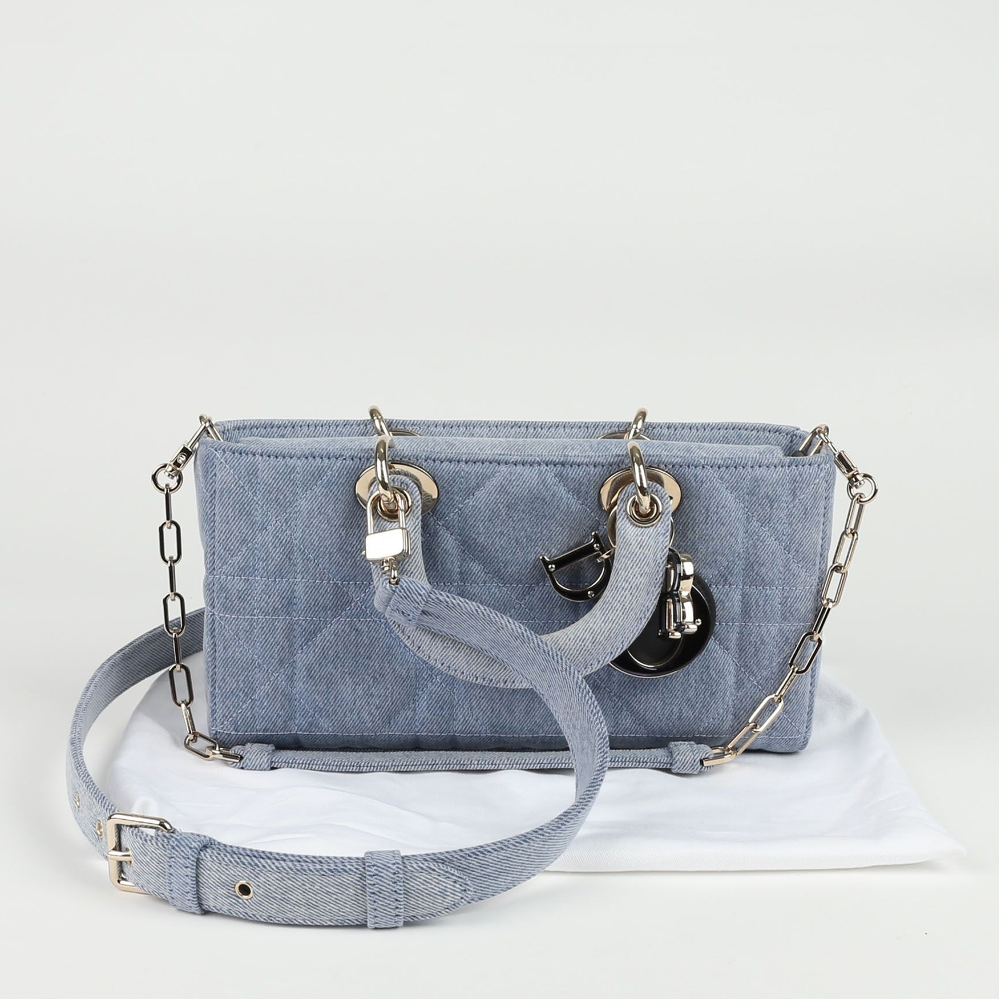 Dior Medium Blue Denim Lady D-Joy Tote Bag 