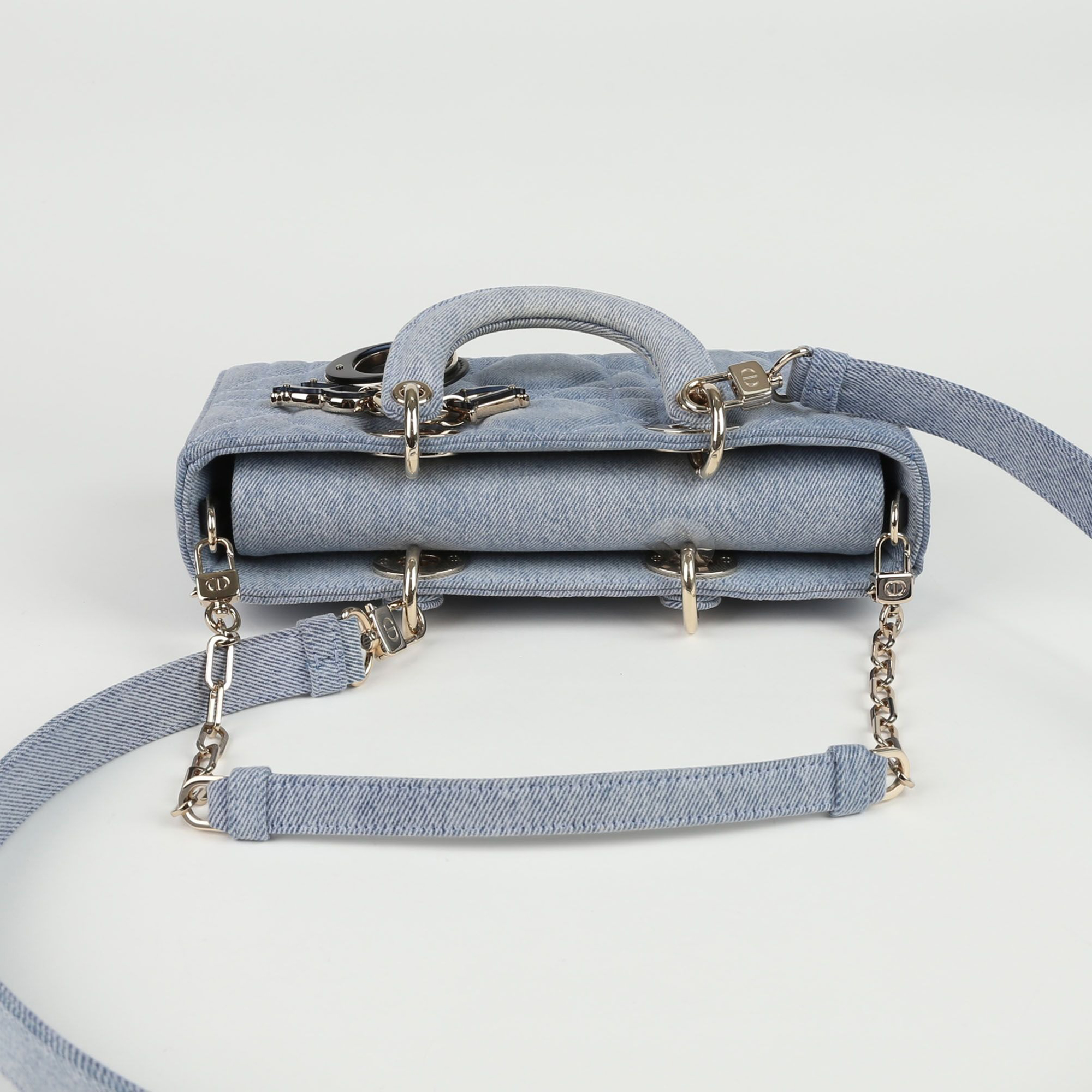 Dior Medium Blue Denim Lady D-Joy Tote Bag 