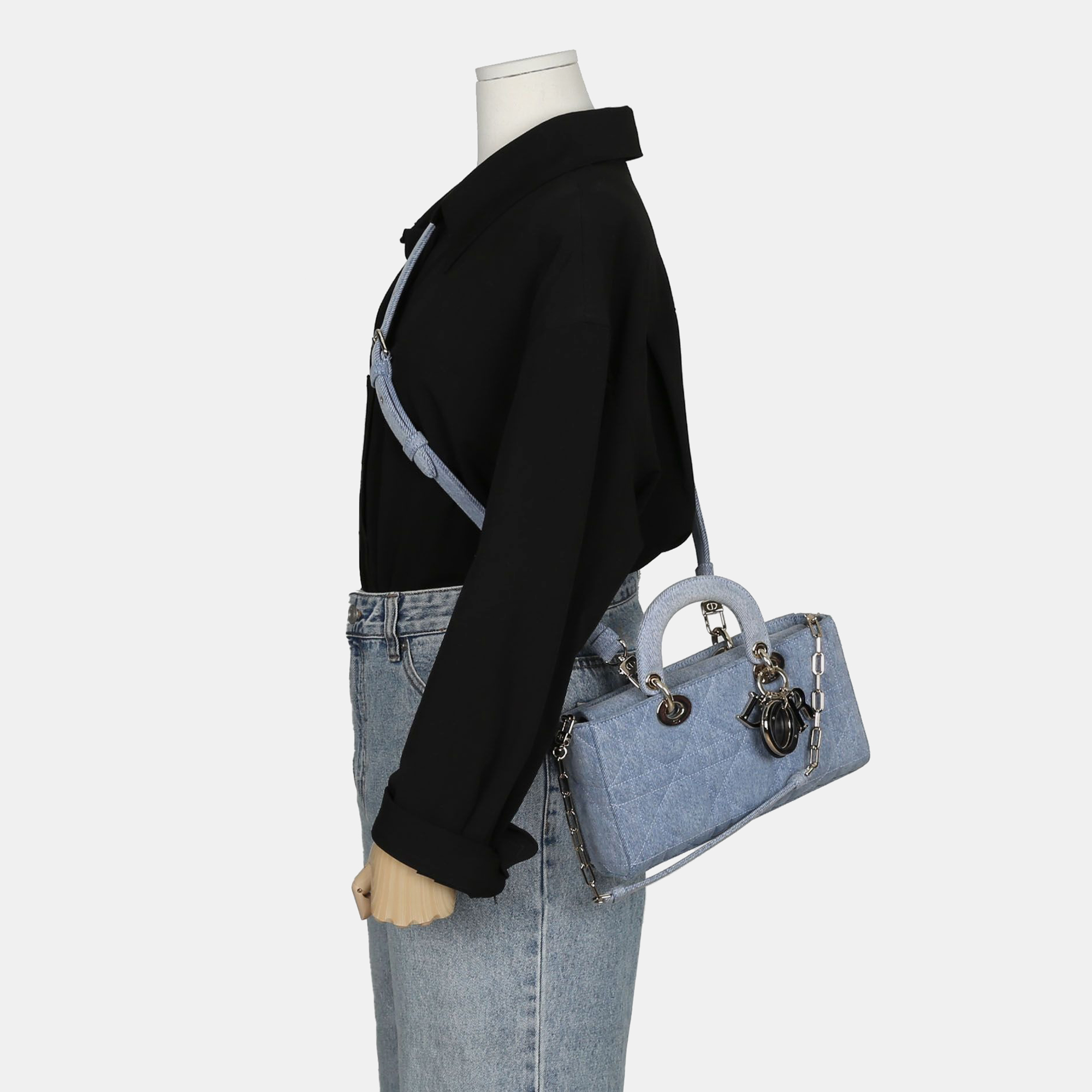 Dior Medium Blue Denim Lady D-Joy Tote Bag 