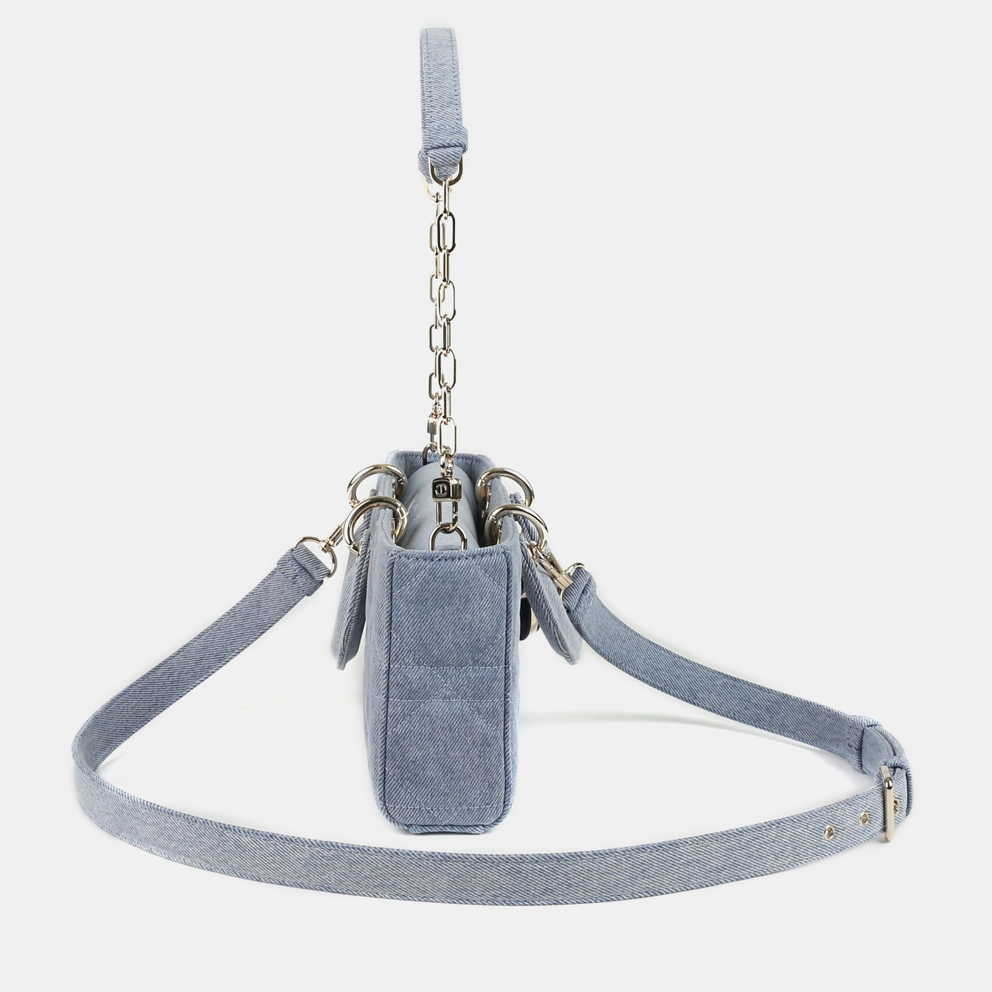 Dior Medium Blue Denim Lady D-Joy Tote Bag 