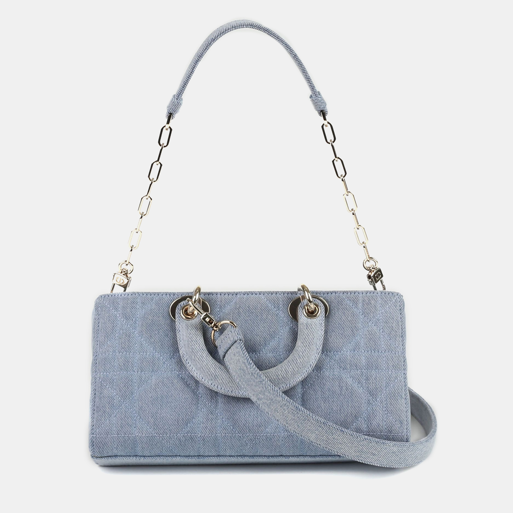 Dior Medium Blue Denim Lady D-Joy Tote Bag 