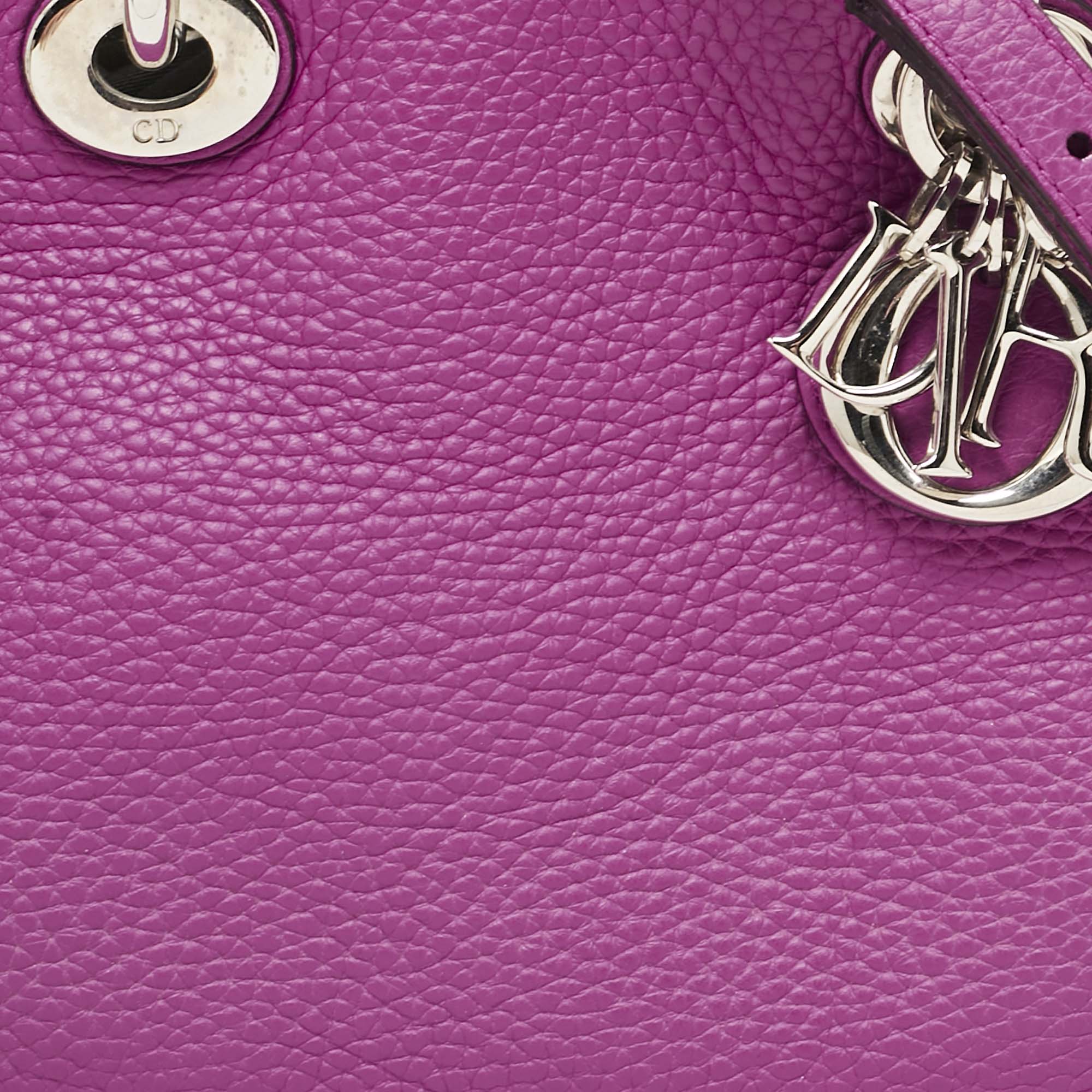 Dior Magenta Leather Mini Diorissimo Tote 