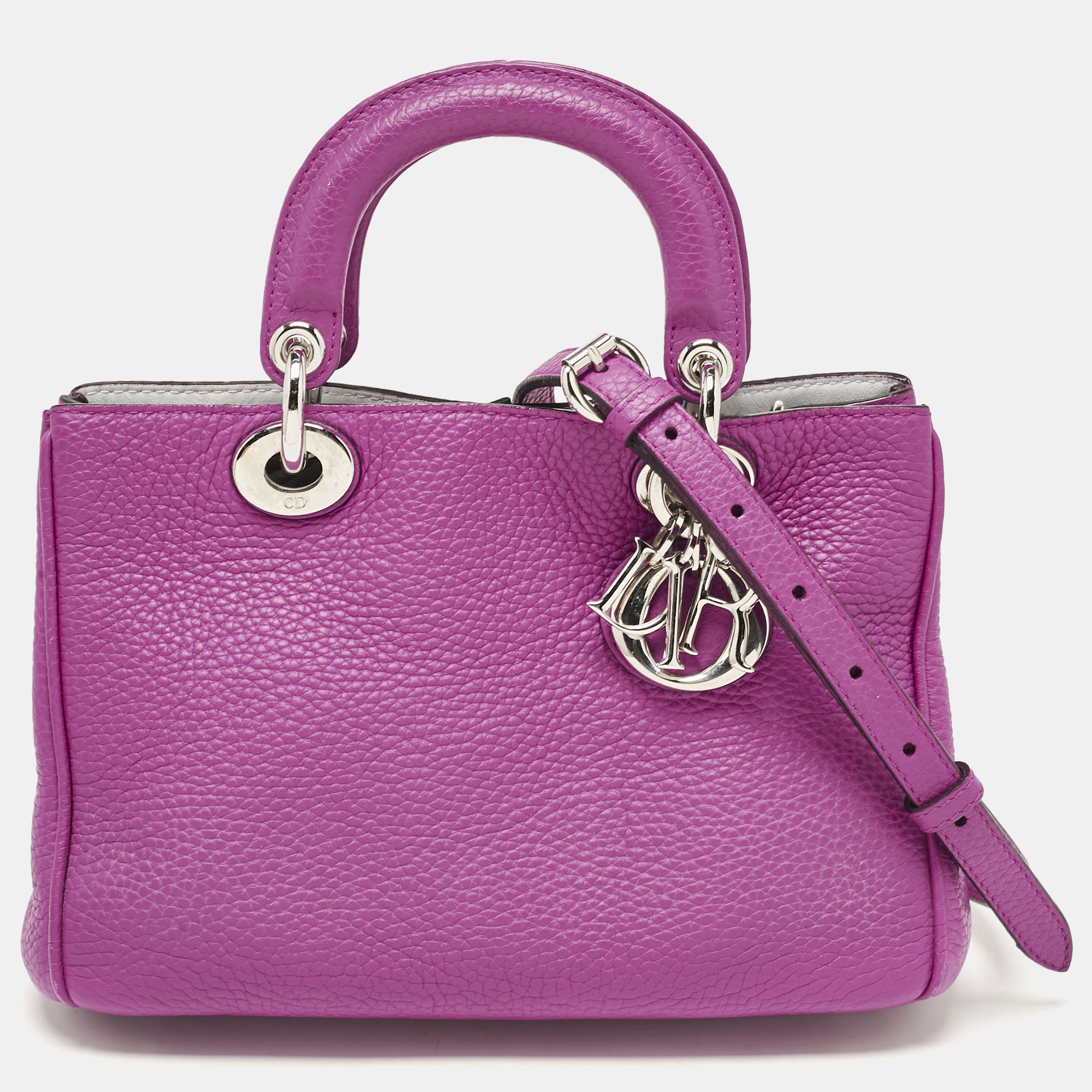 

Dior Magenta Leather Mini Diorissimo Tote, Pink