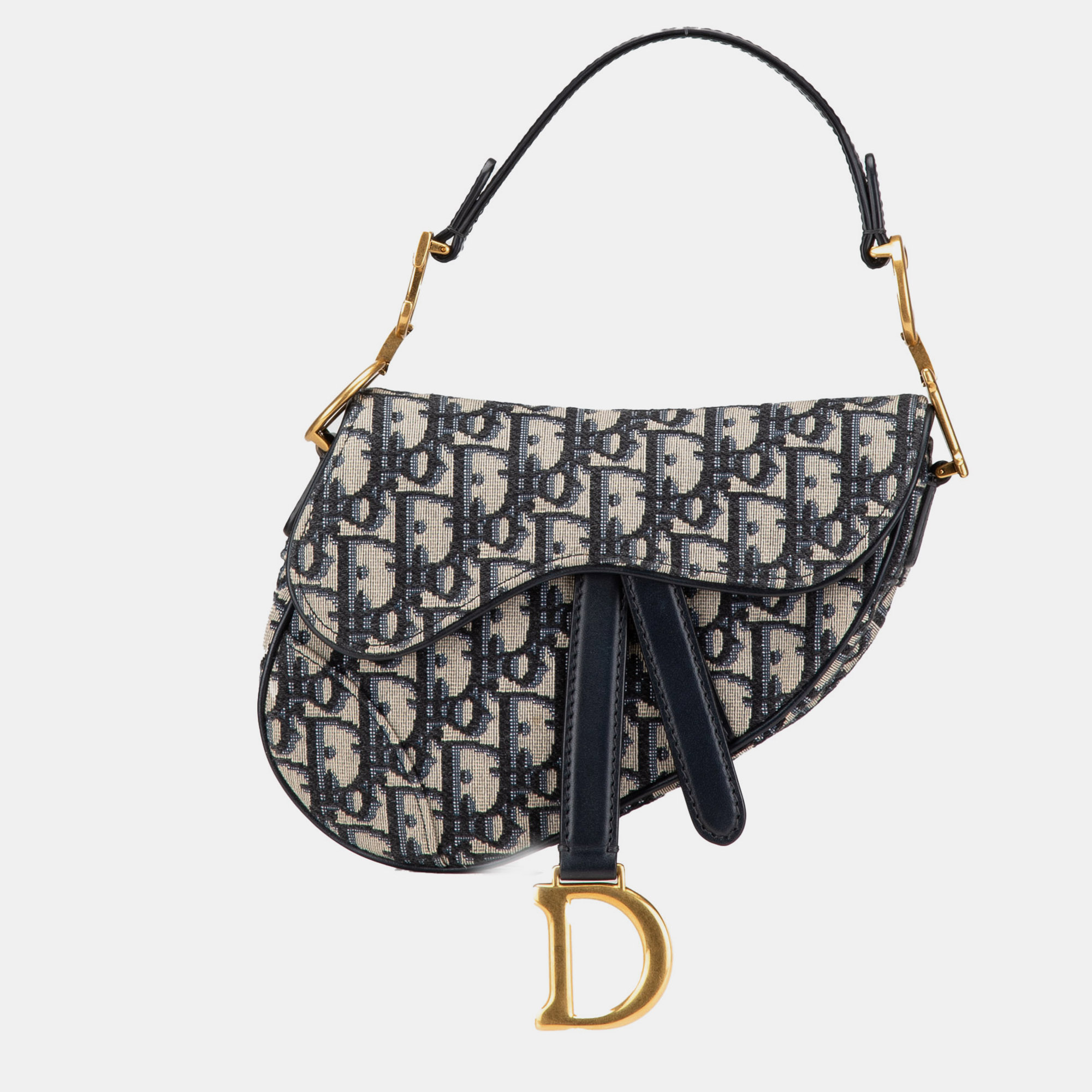 

Dior Navy Blue Mini Oblique Canvas Saddle Bag