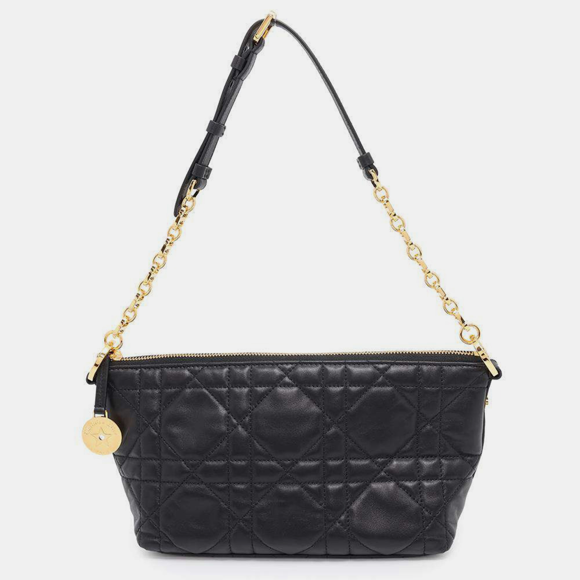 

DiorBlack Lambskin Diorstar Macrocannage Hobo Bag, Black