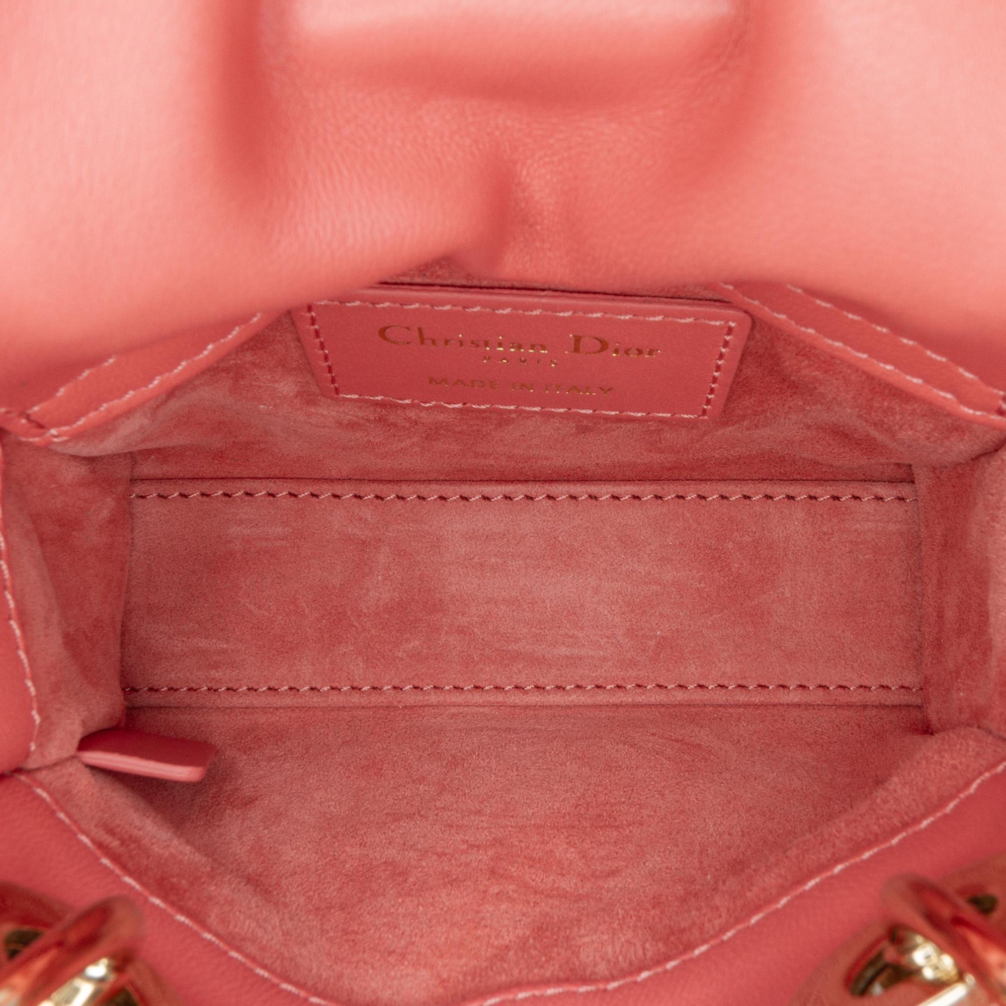Dior Pink Micro Lambskin Cannage Lady Dior 