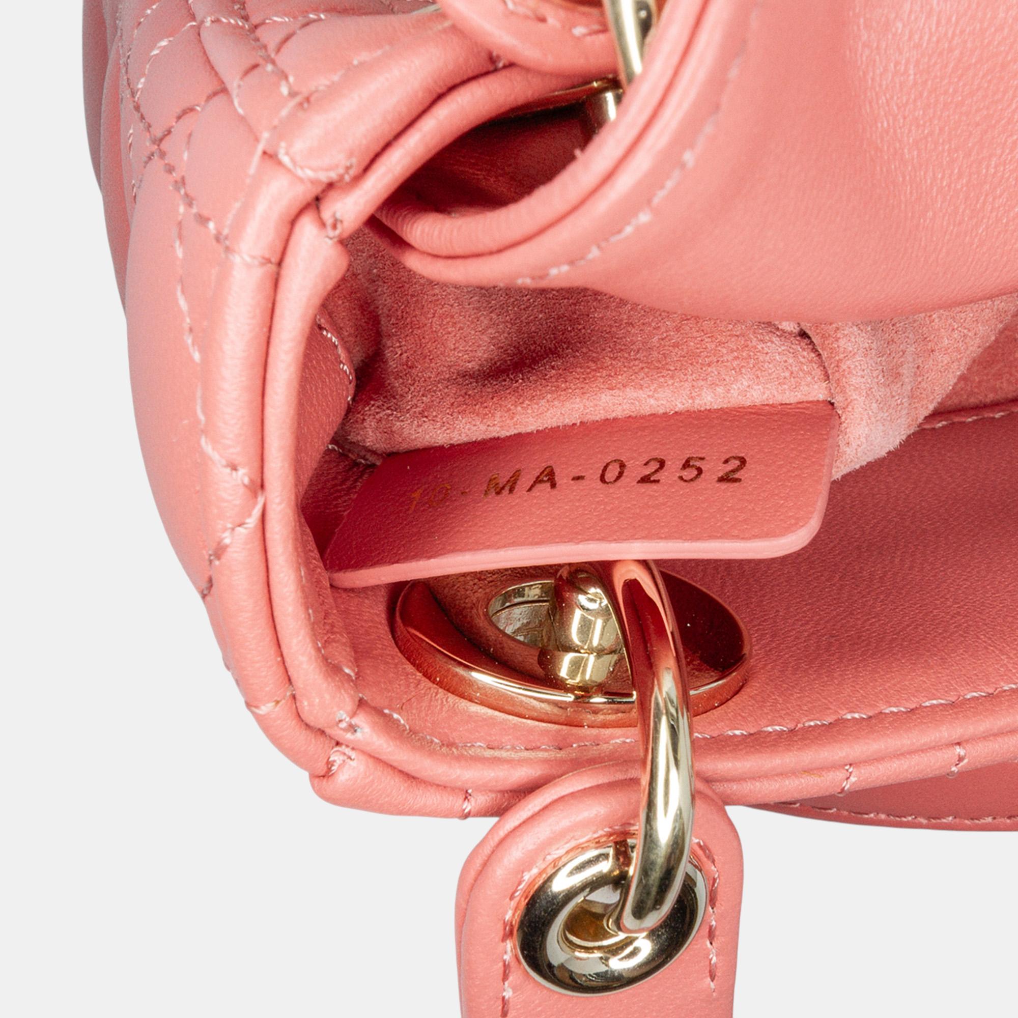 Dior Pink Micro Lambskin Cannage Lady Dior 