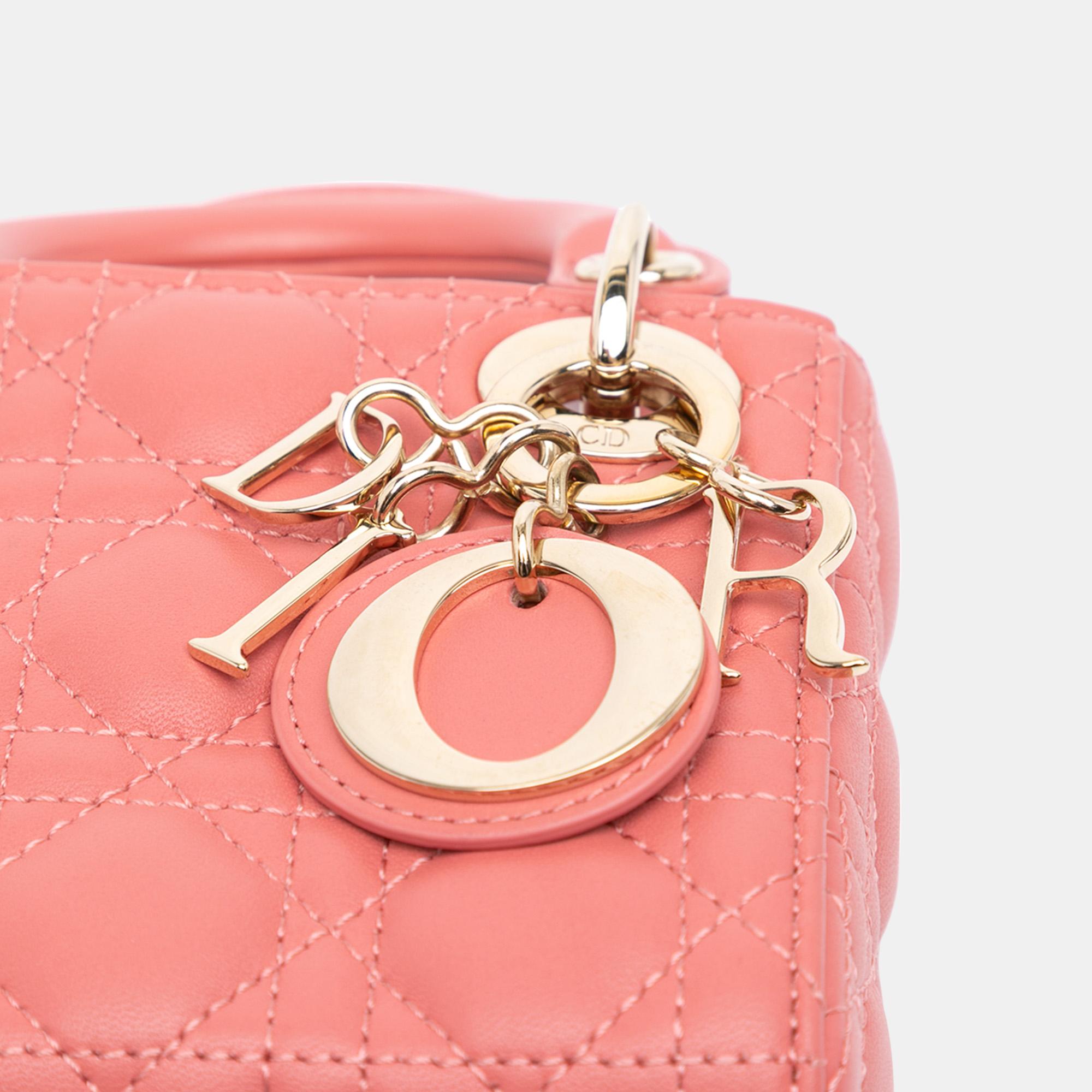 Dior Pink Micro Lambskin Cannage Lady Dior 