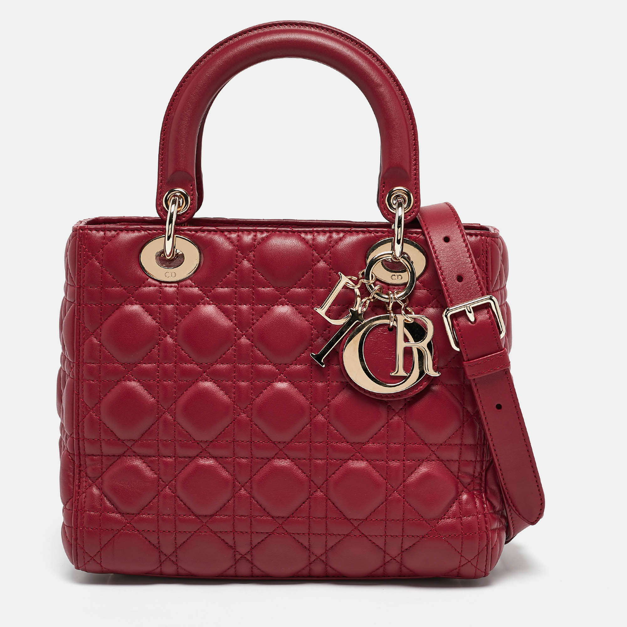 

Dior Red Cannage Leather  Lady Dior Tote