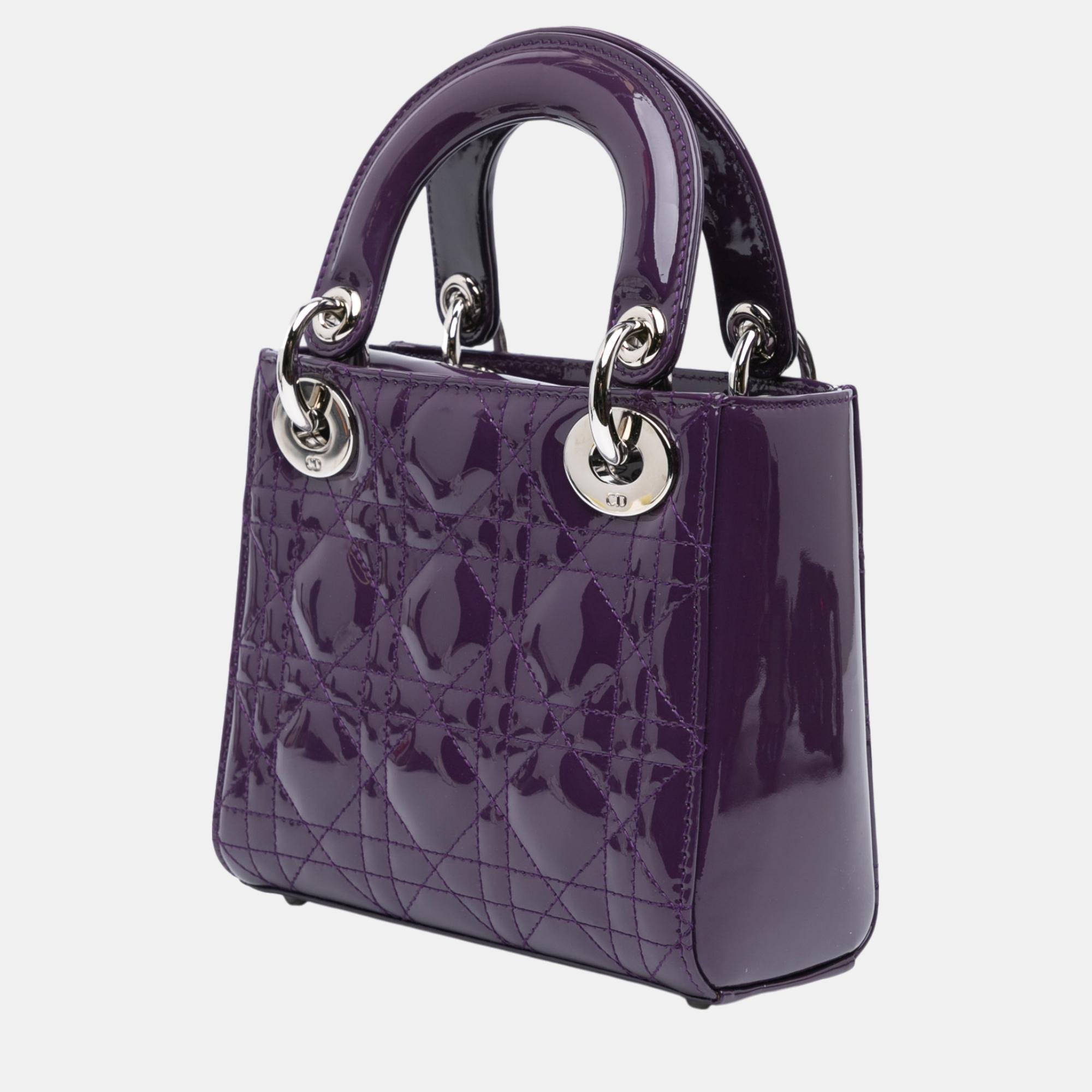 Dior Purple Mini Patent Cannage Lady Dior 