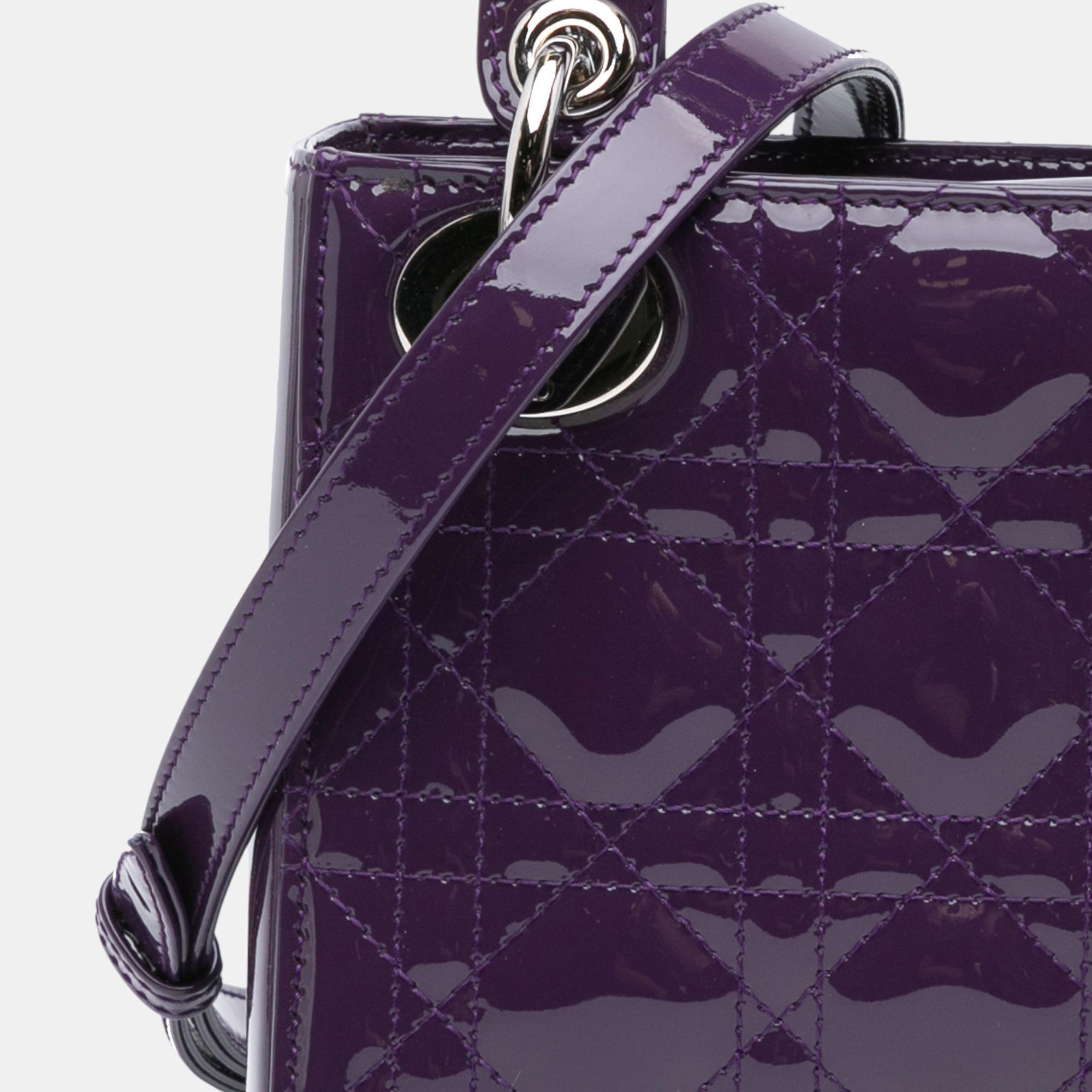 Dior Purple Mini Patent Cannage Lady Dior 