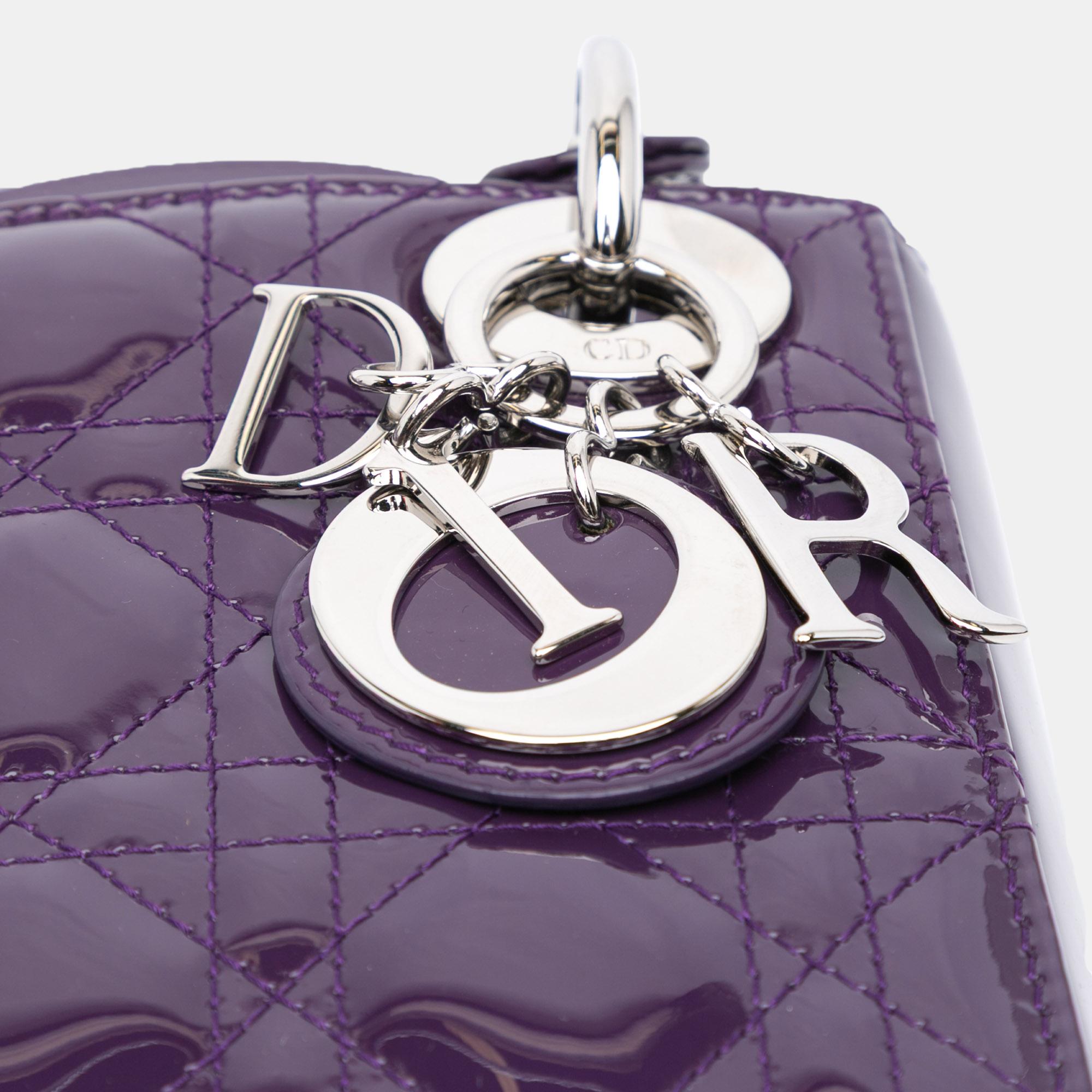 Dior Purple Mini Patent Cannage Lady Dior 