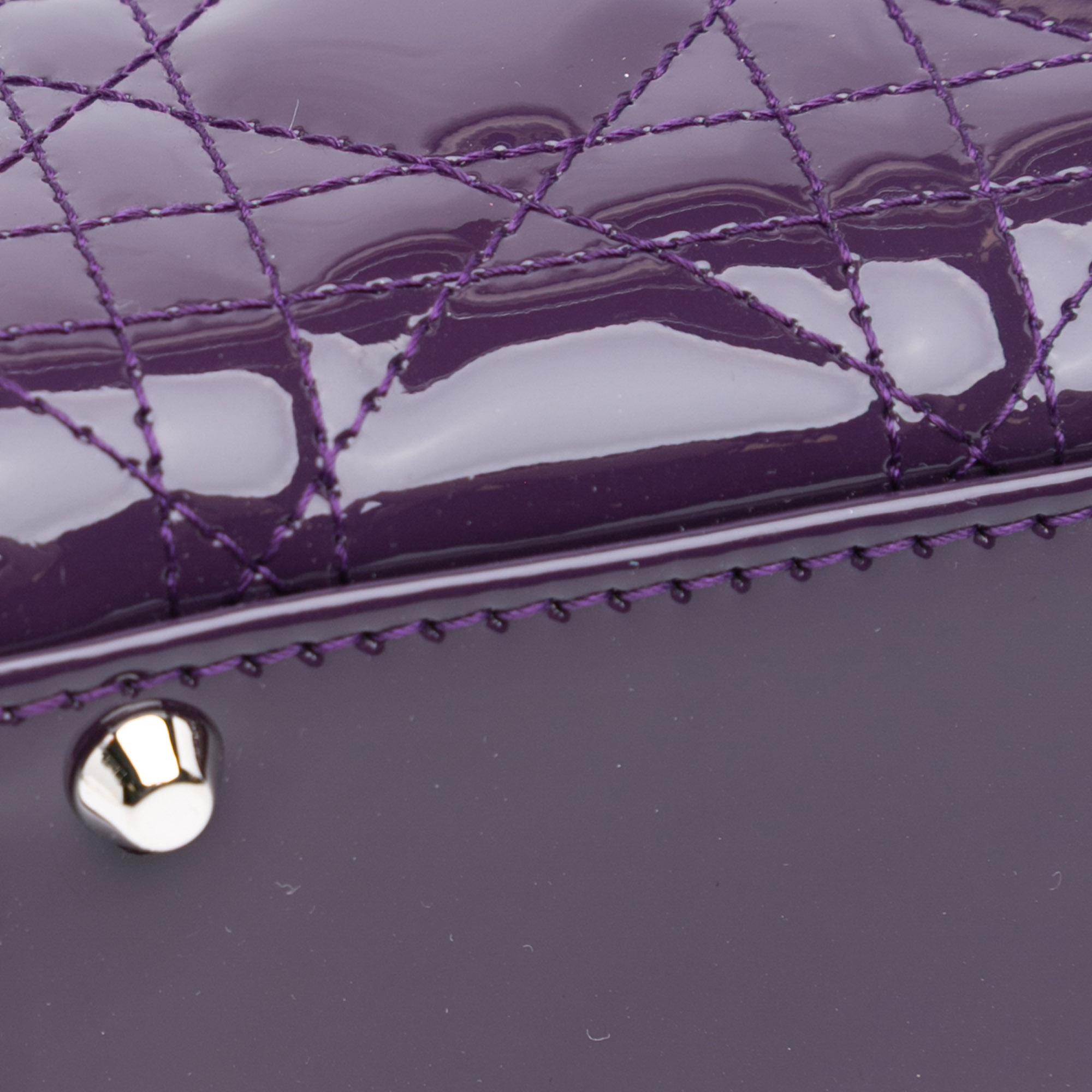 Dior Purple Mini Patent Cannage Lady Dior 