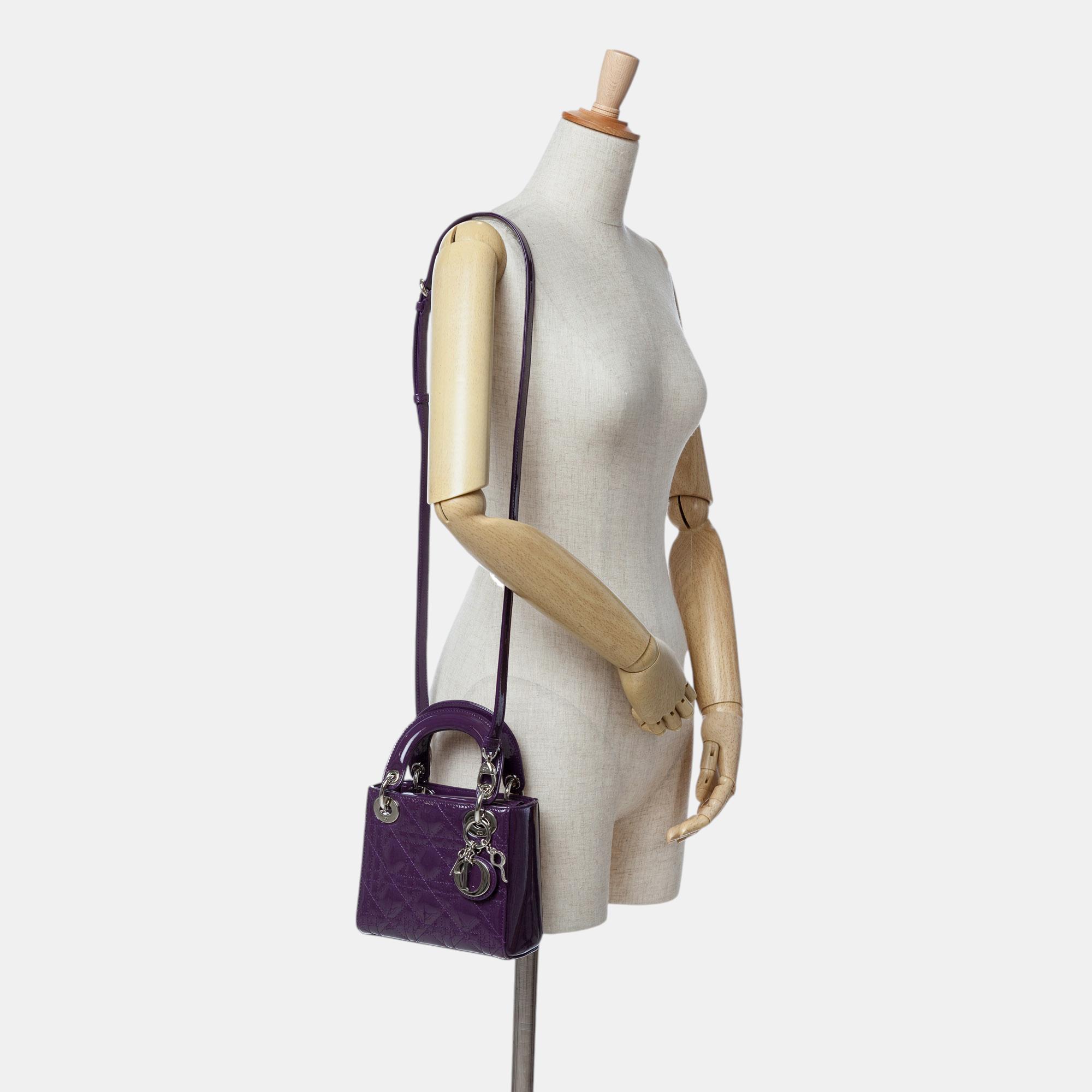 Dior Purple Mini Patent Cannage Lady Dior 