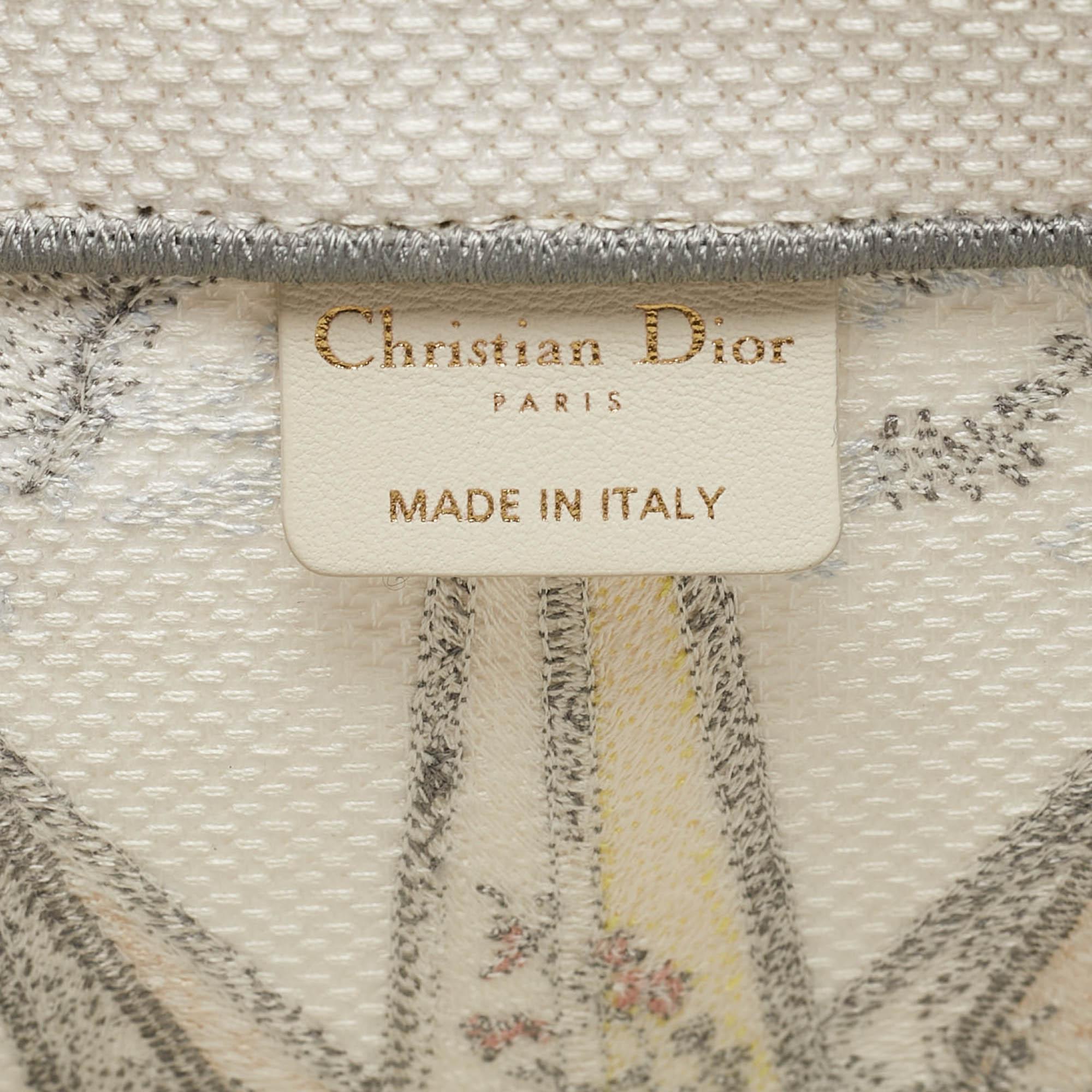 Dior Grey/Multicolor Embroidered Canvas Lucky Star Large Book Tote 