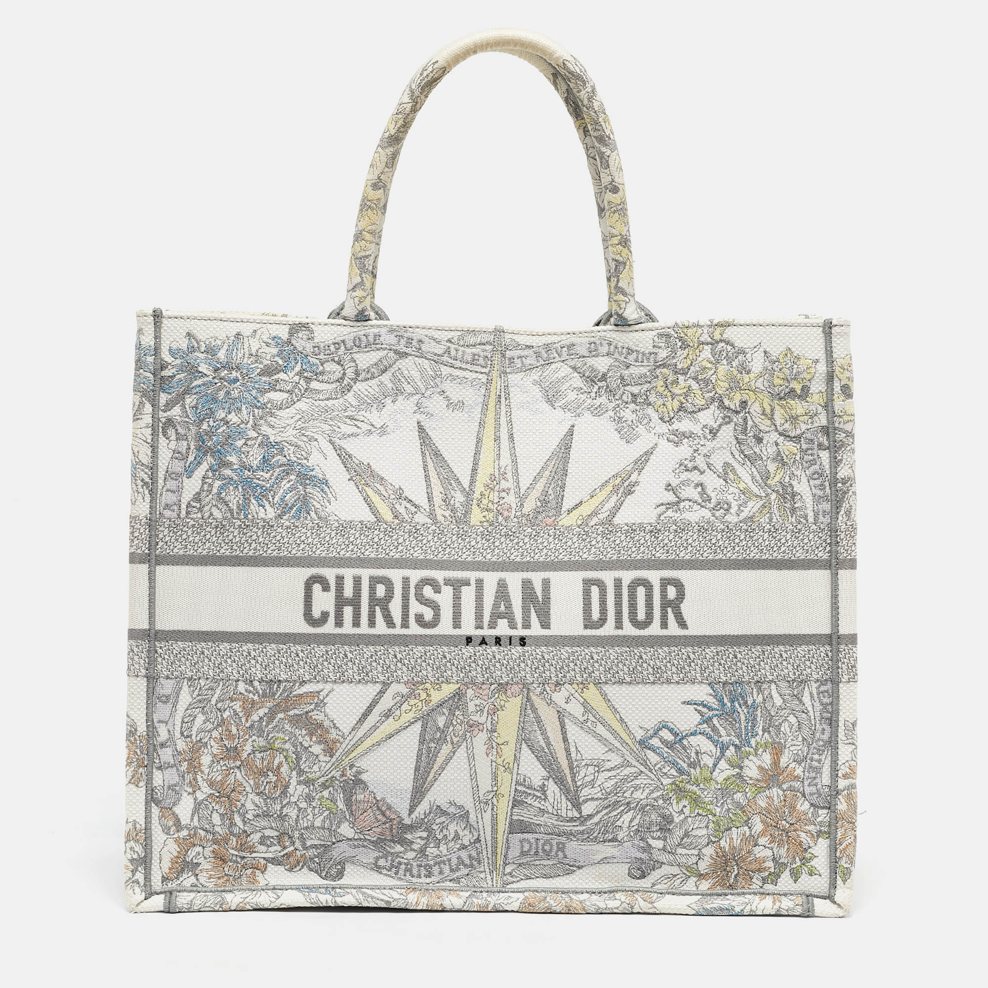 

Dior Grey/Multicolor Embroidered Canvas Lucky Star  Book Tote