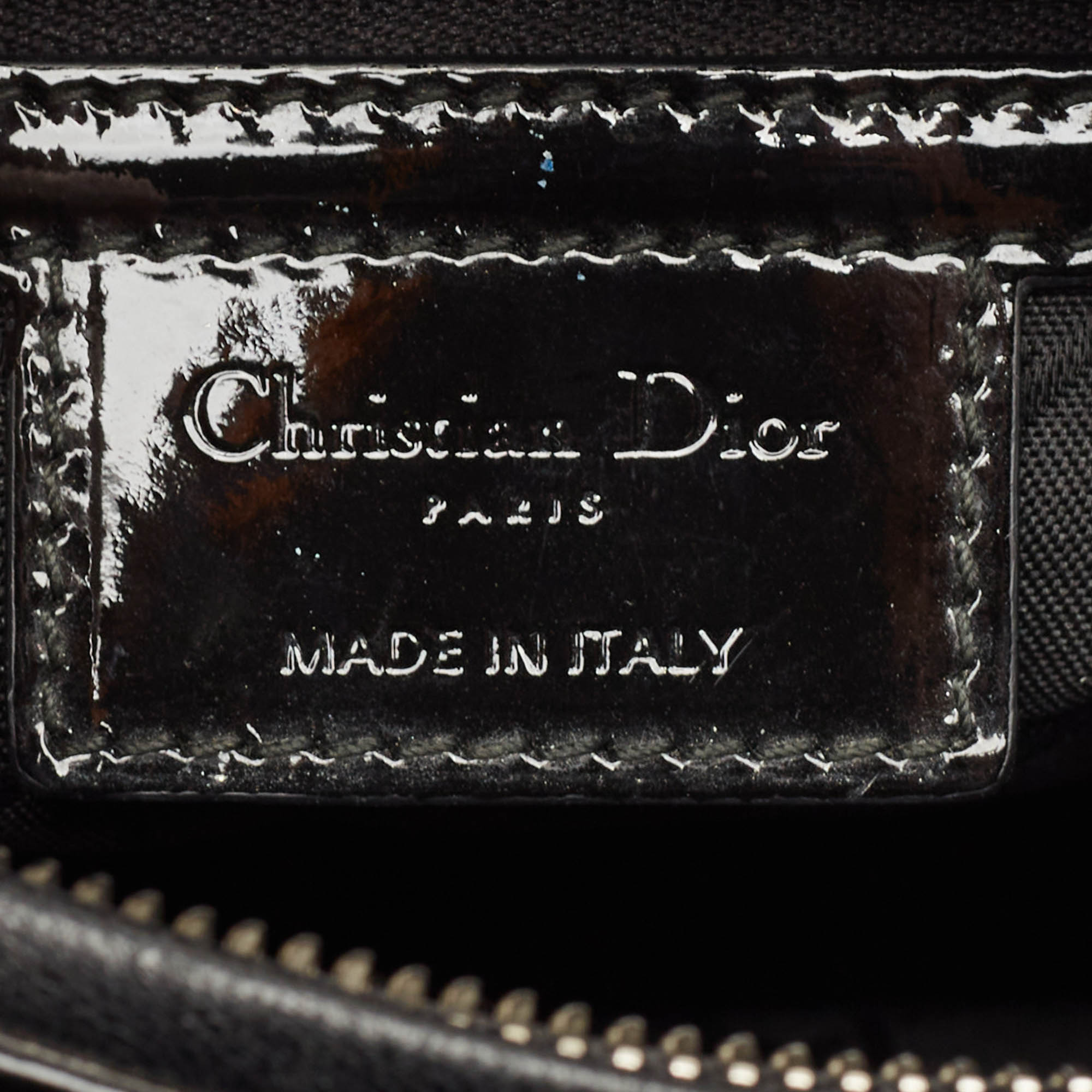 Dior Black Cannage Patent Leather Large Lady Dior Tote 