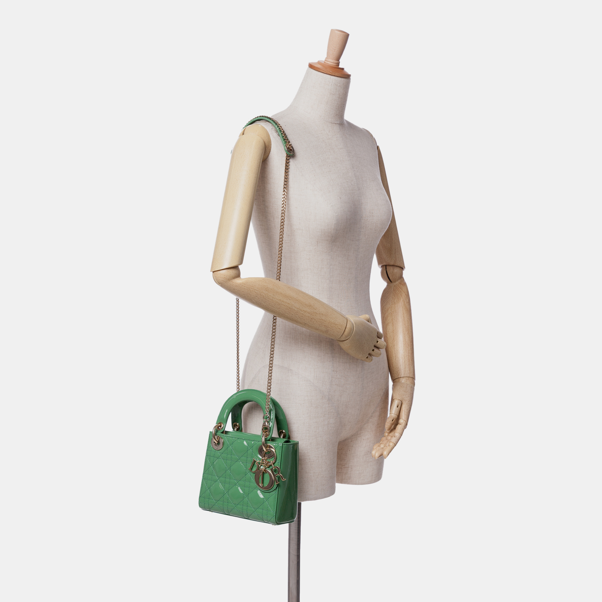 Dior Green Mini Patent Cannage Lady Dior 