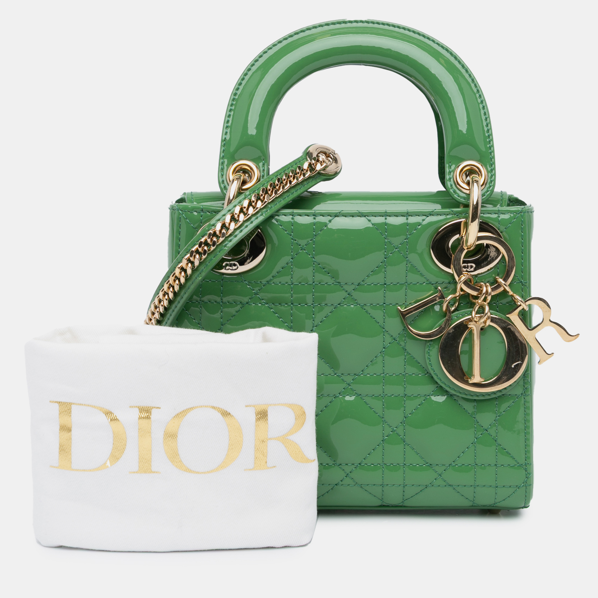 Dior Green Mini Patent Cannage Lady Dior 
